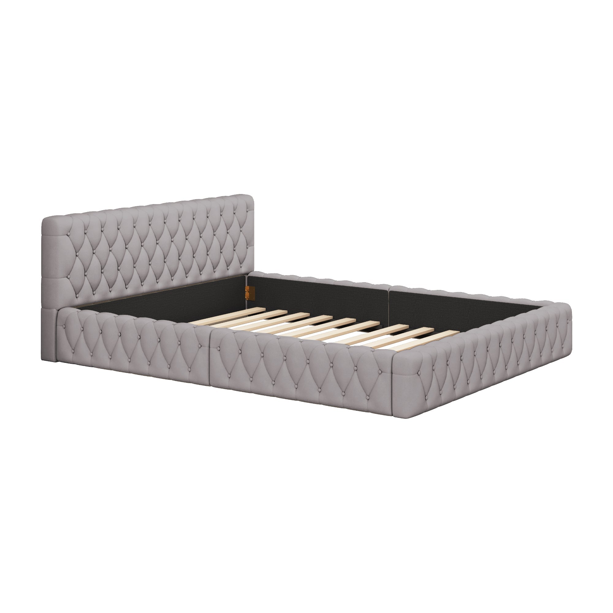 Logidon gestoffeerd bed jeugd tweepersoonsbed 140 x 200 cm velours grijs