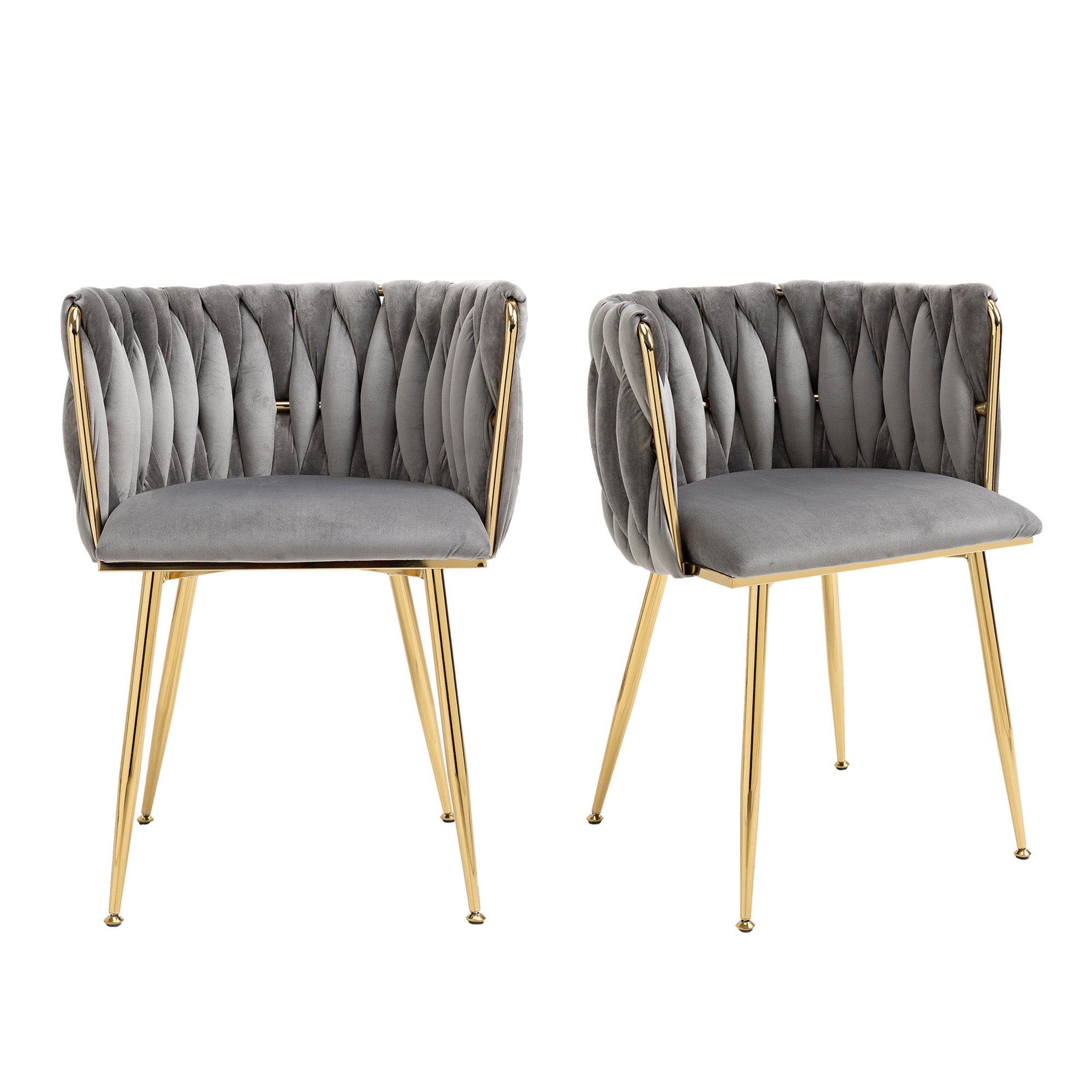 Logidon Luxe Velvet Eetkamerstoelenset Grijs Set van 2 met Gouden Poten