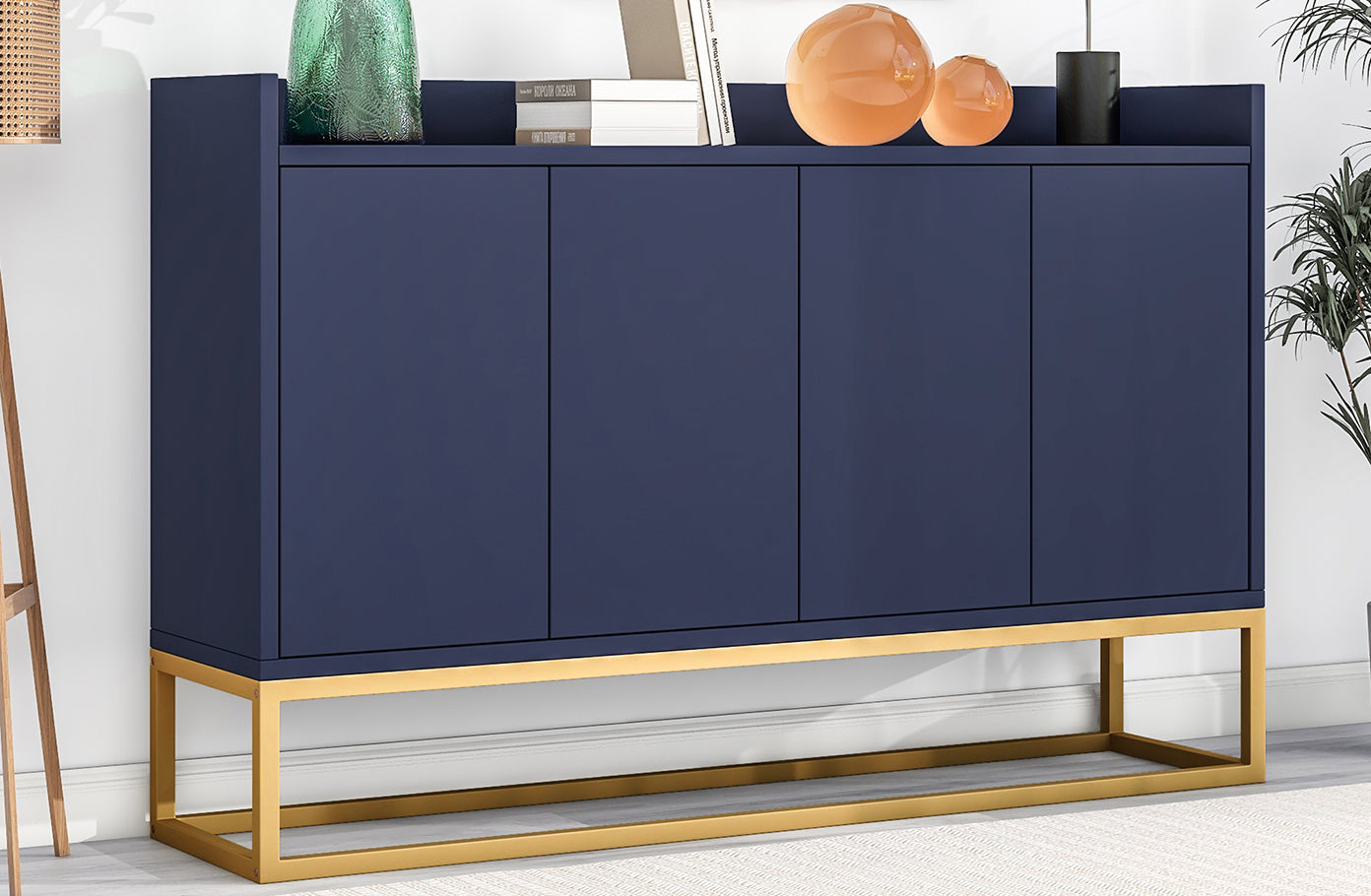Logidon dressoir marineblauw 120x30x80 cm 4-deurs greeploos