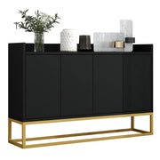Logidon Modern Dressoir Zwart 4 Deurs Greeploos 120 x 30 x 80 cm
