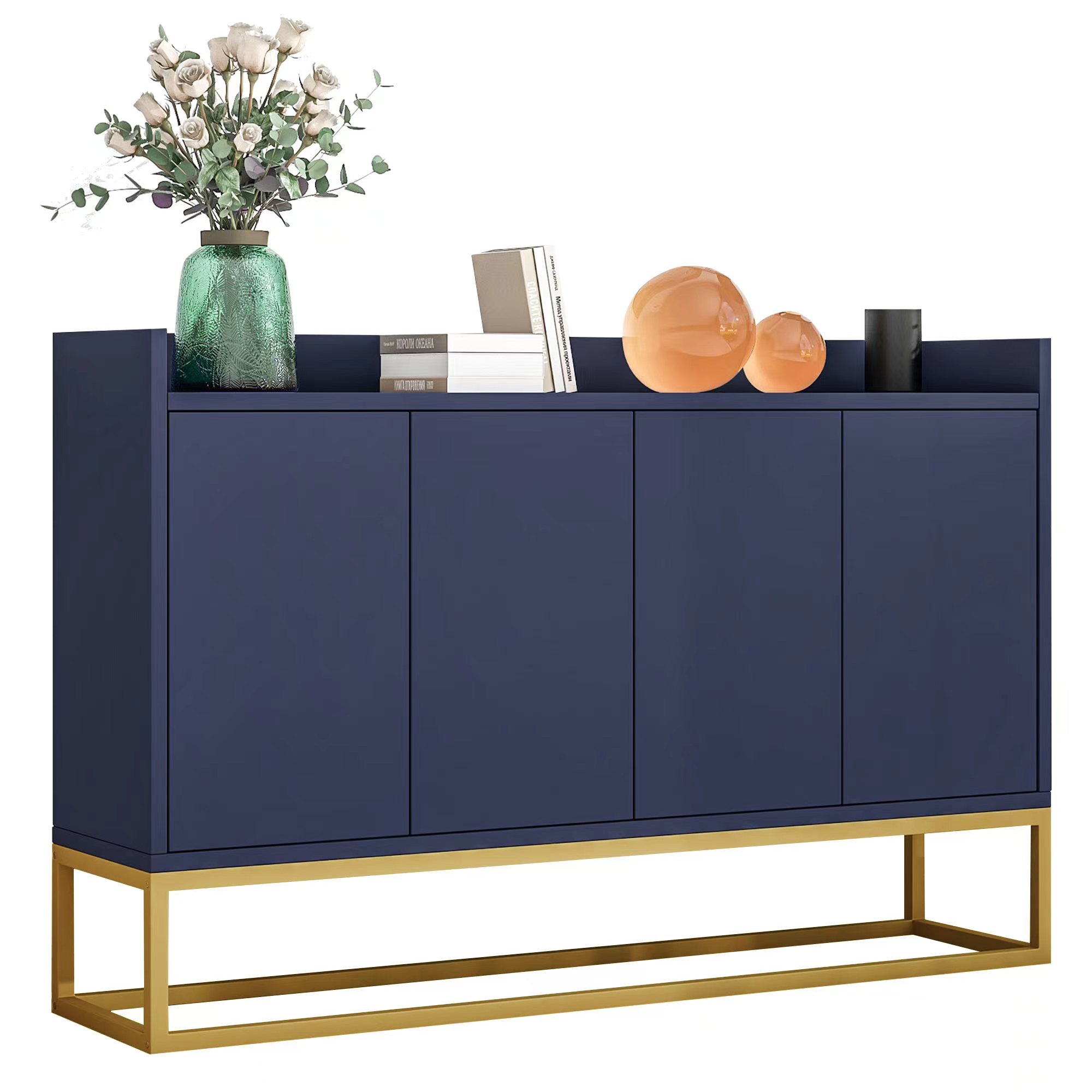 Logidon dressoir marineblauw 120x30x80 cm 4-deurs greeploos