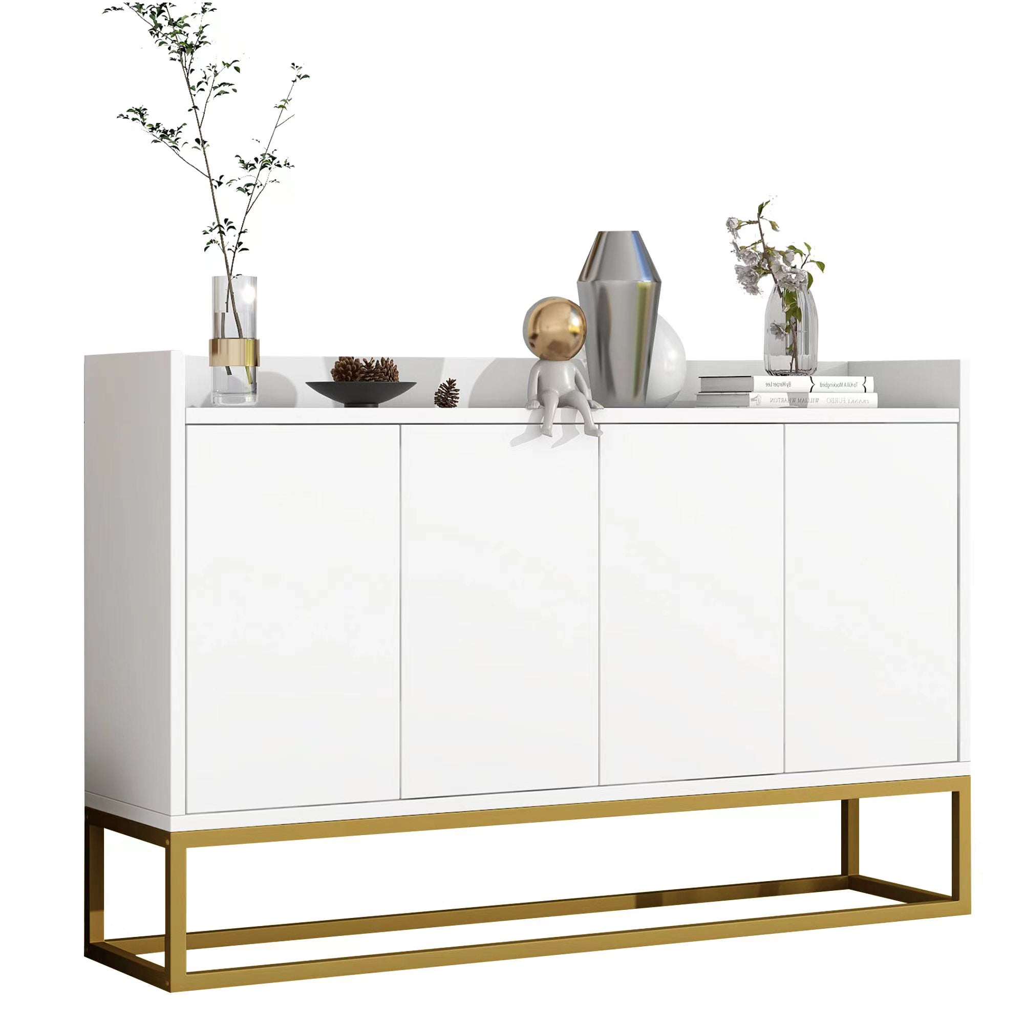 Logidon Dressoir 120 cm Wit Greeploos Vier Deuren Minimalistisch