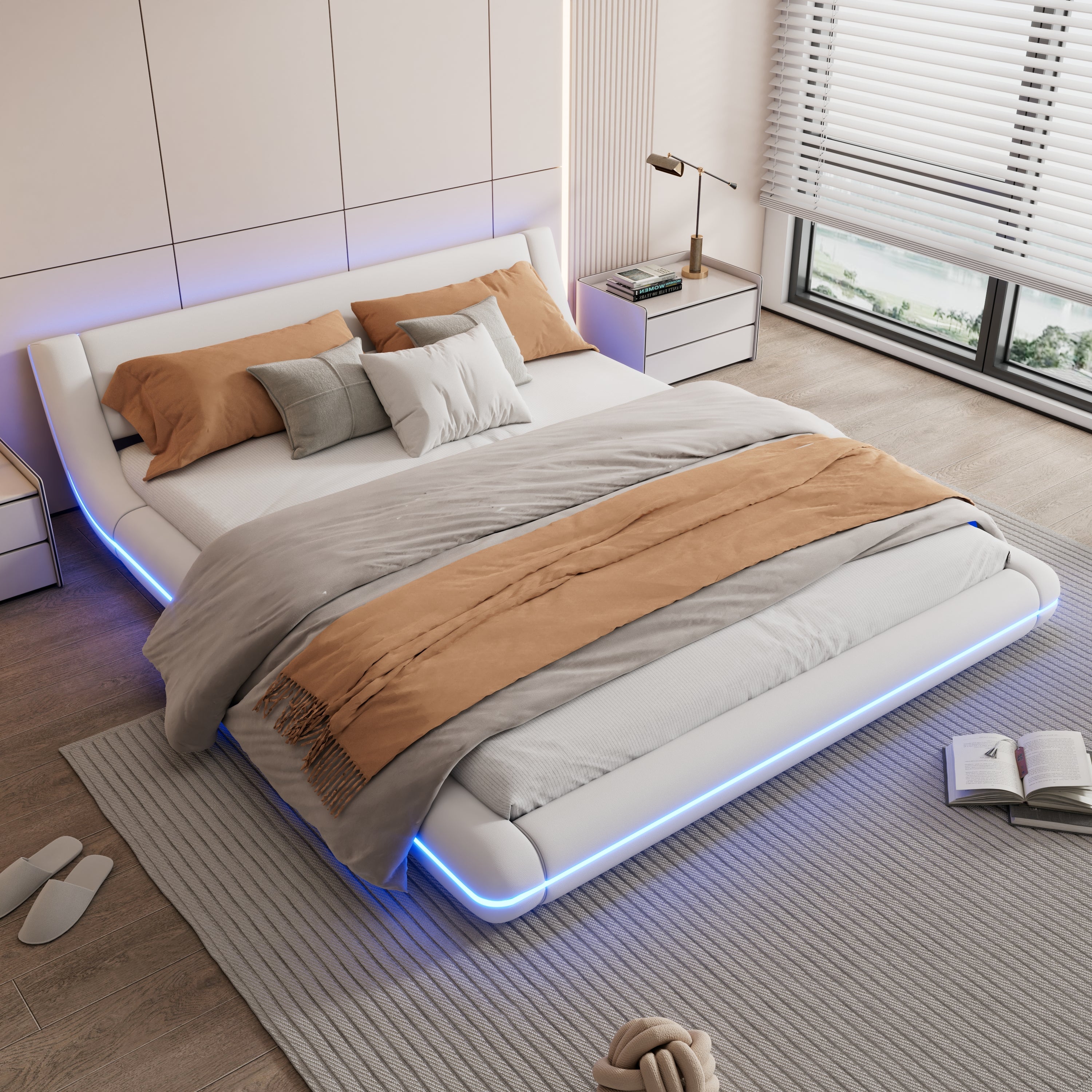 Logidon bed 160x200 cm wit kunstleer LED-verlichting