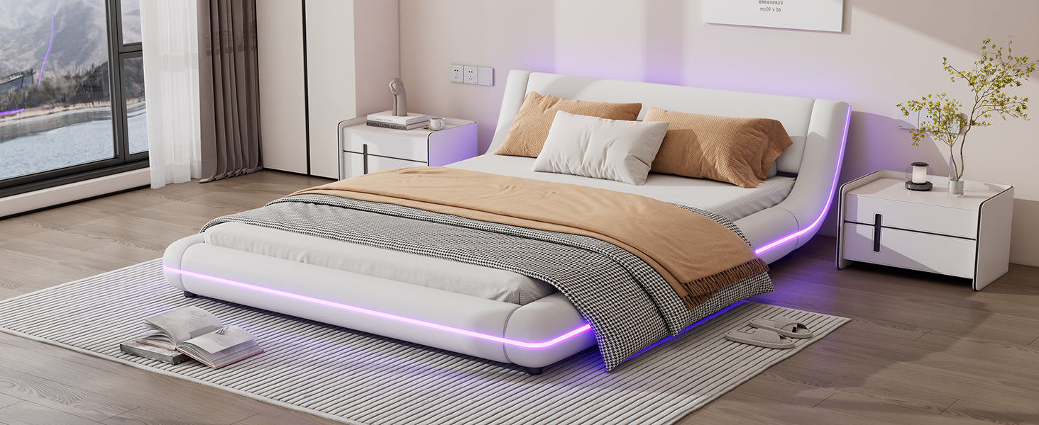 Logidon vlakbed 140x200 cm wit PU LED licht 24T afstandsbediening
