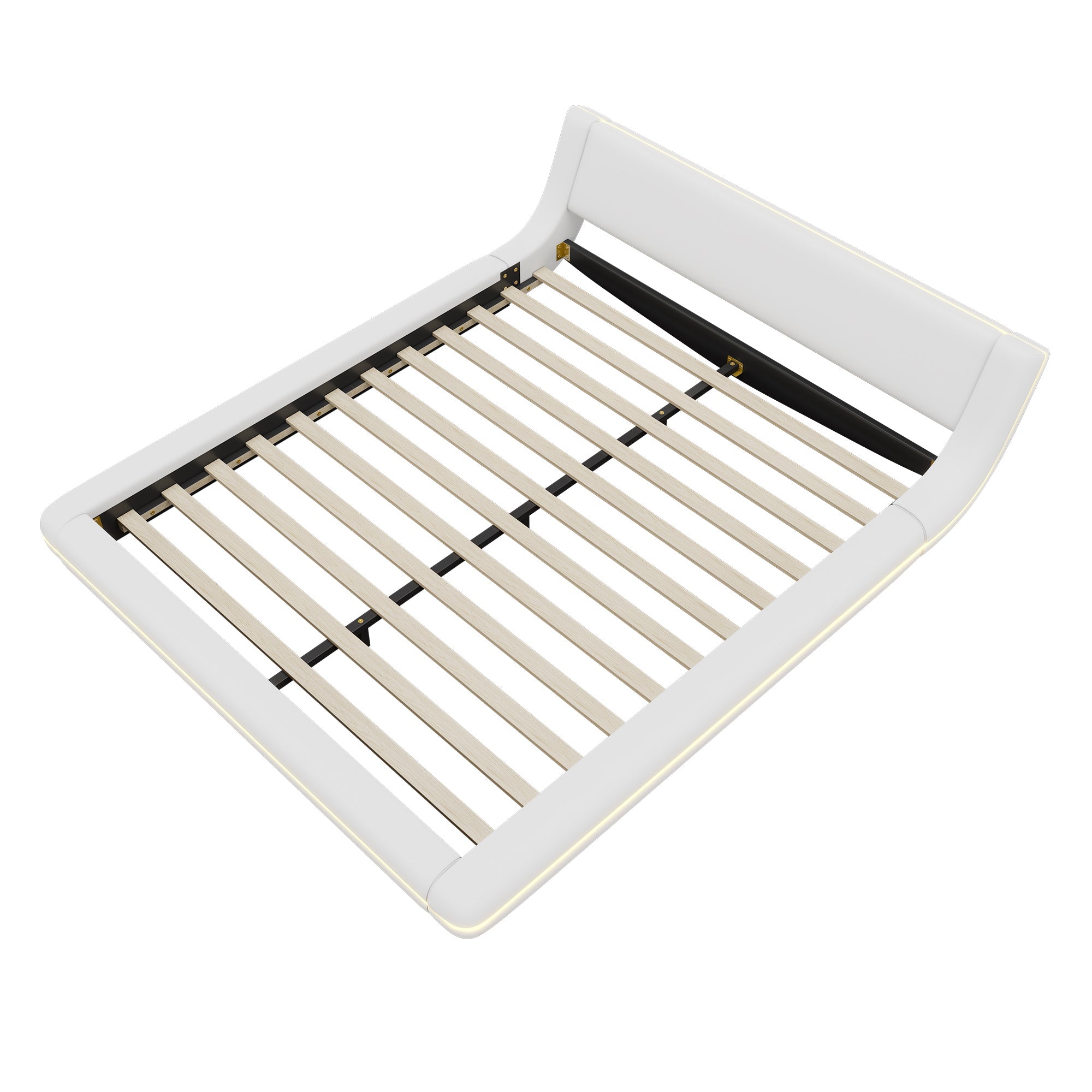 Logidon bed 160x200 cm wit kunstleer LED-verlichting