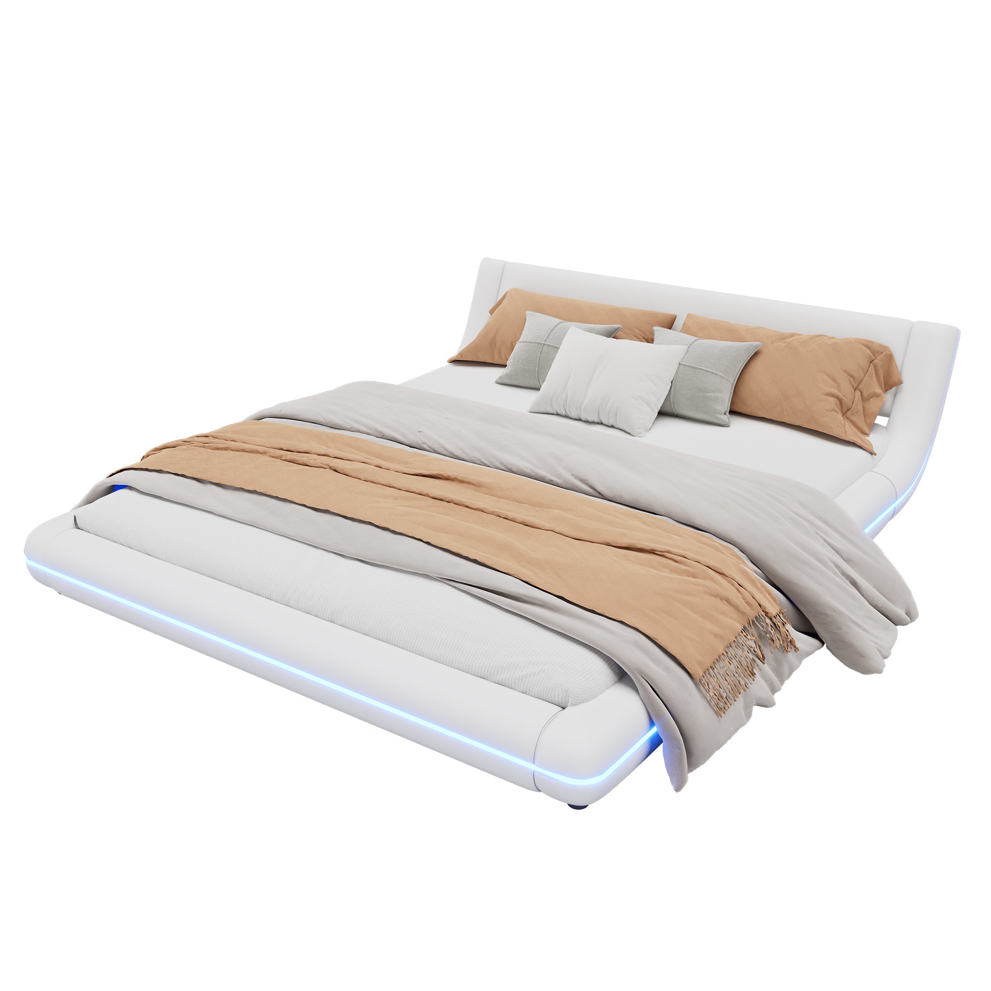 Logidon bed 160x200 cm wit kunstleer LED-verlichting