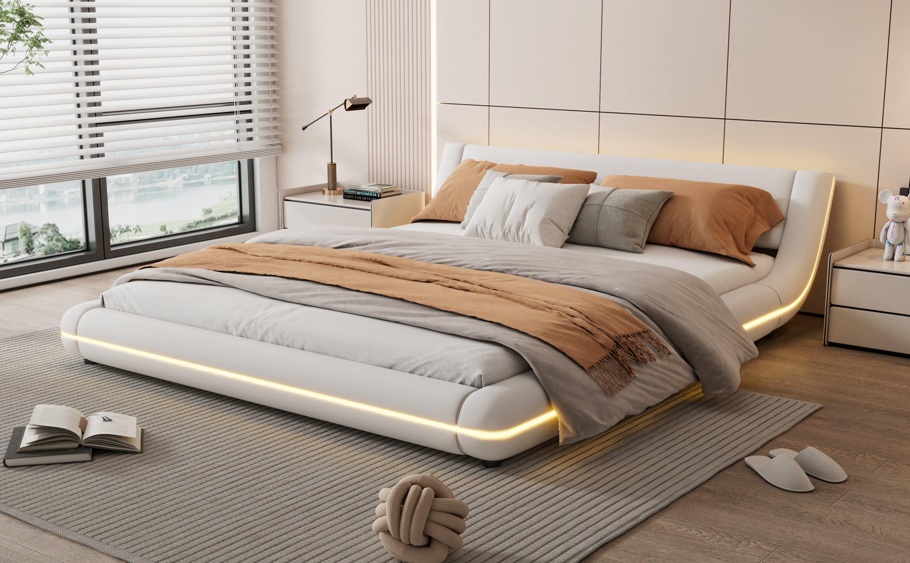 Logidon bed 160x200 cm wit kunstleer LED-verlichting