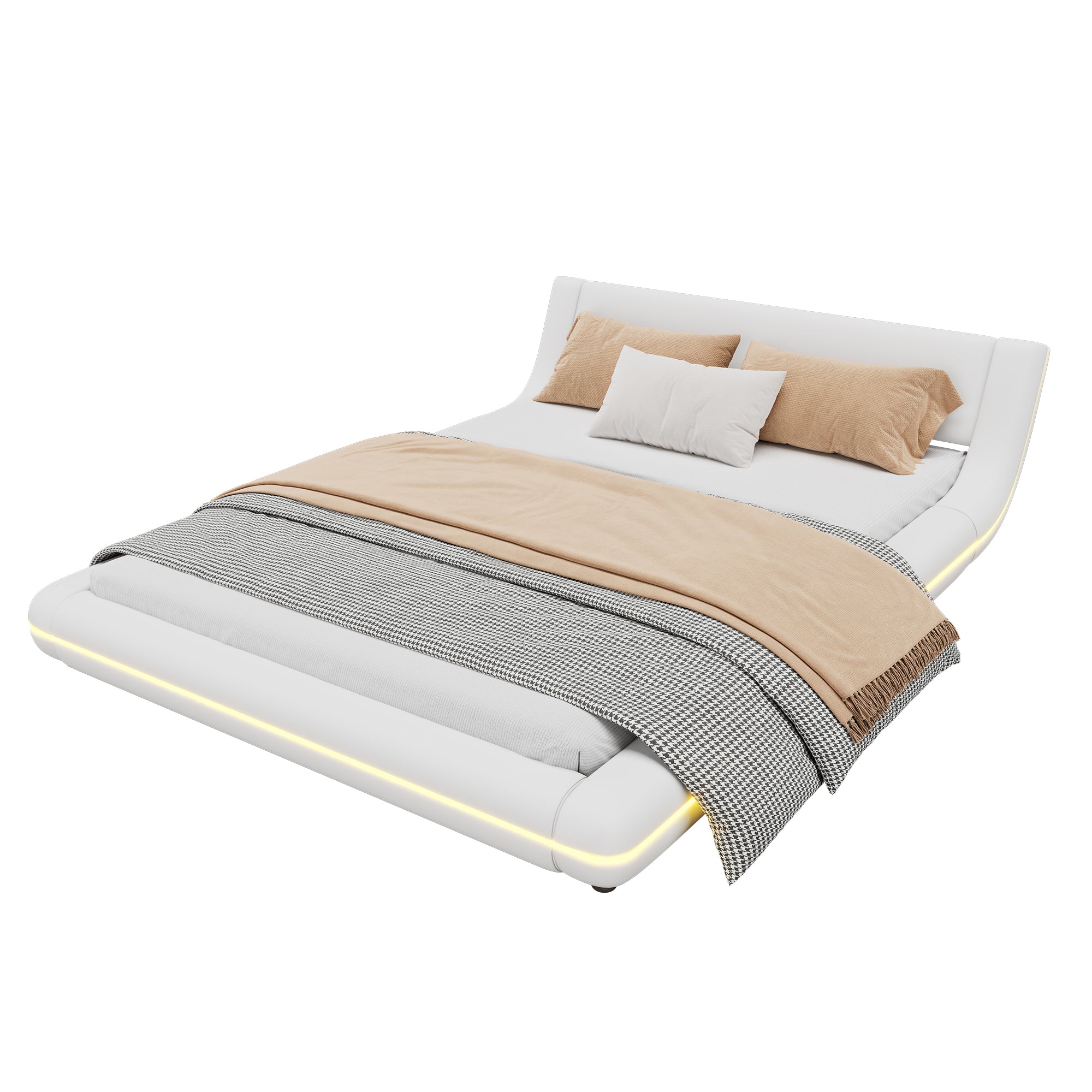 Logidon vlakbed 140x200 cm wit PU LED licht 24T afstandsbediening