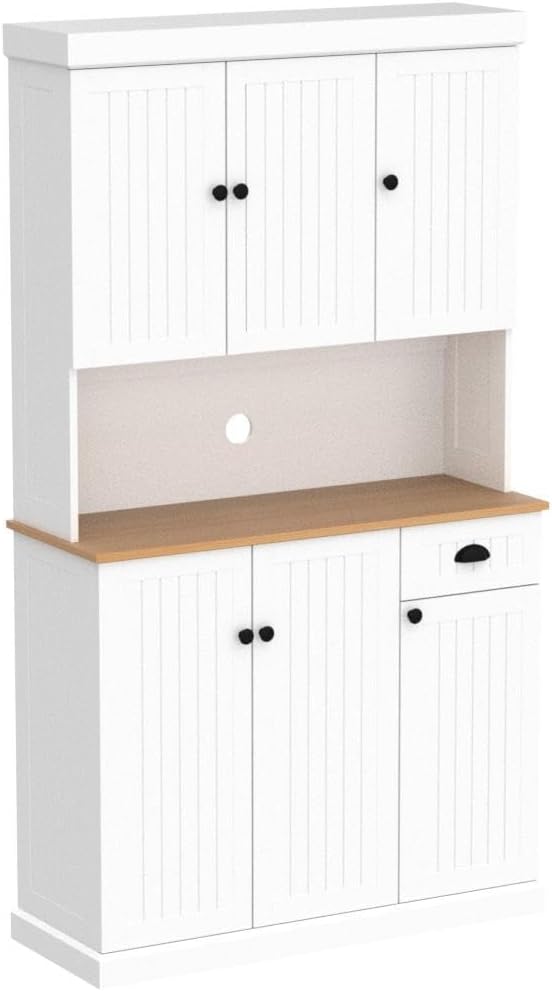 Logidon keukenbuffet 180 cm hoog wit met magnetronplaat en 6 deuren