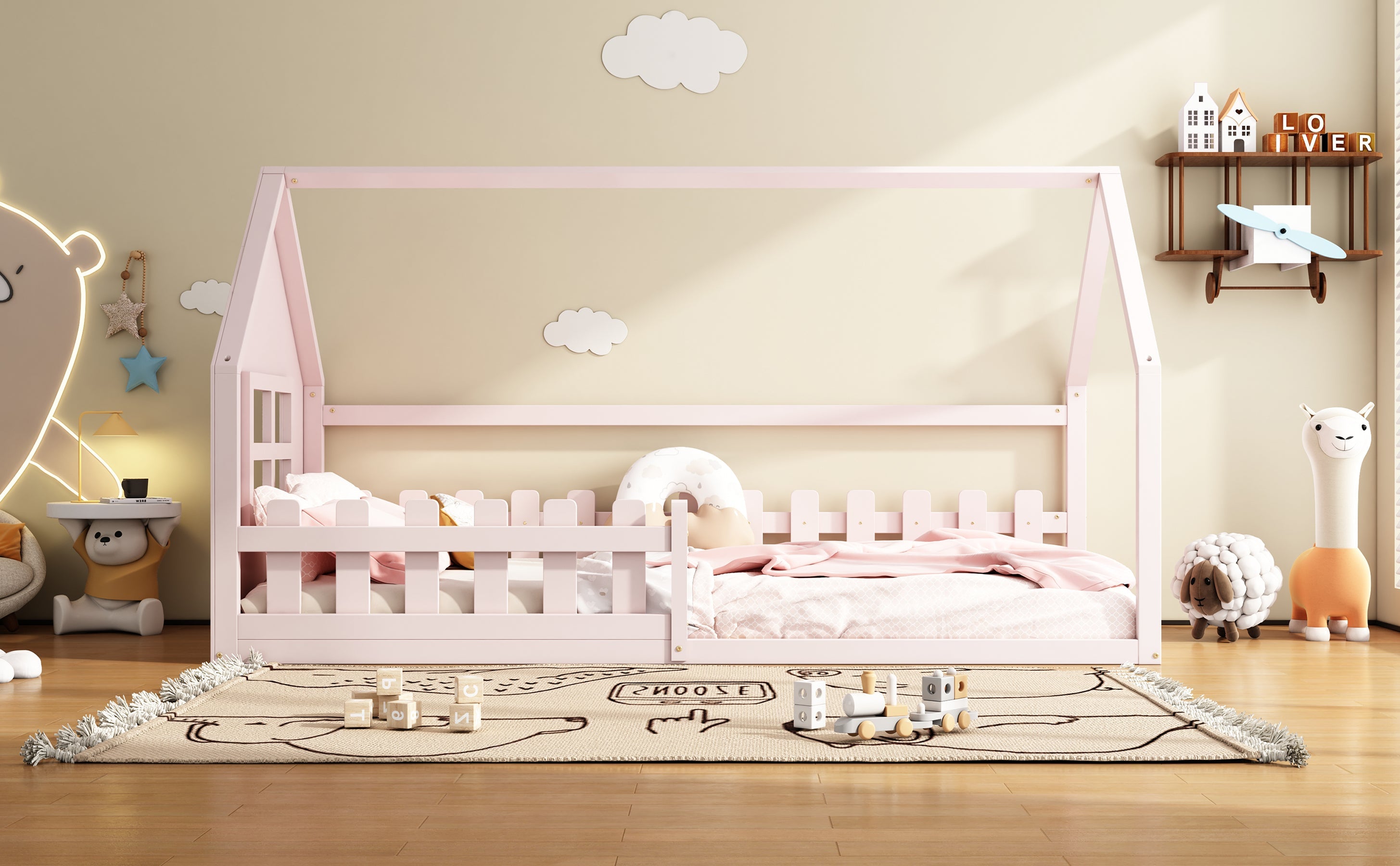 Logidon Huisbed Roze Speelhuis Kinderbed 90x200 Cm
