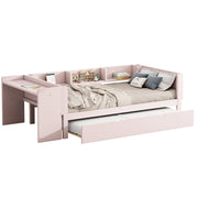 Logidon flat bed 90x200 cm pink with pull-out bed and desk
