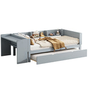 Logidon 90x200 cm bed met uitschuifbaar bed en bureau grijs