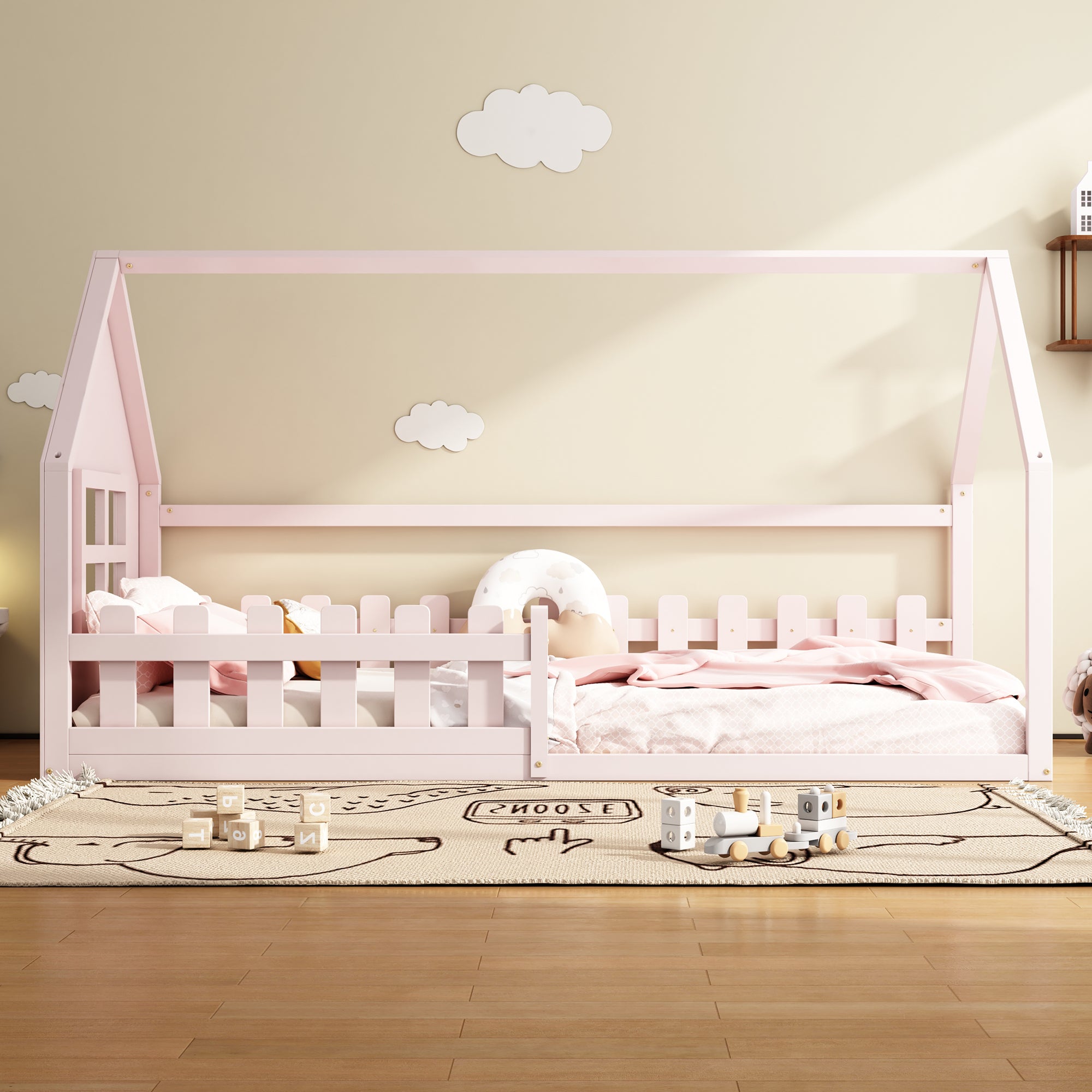 Logidon Huisbed Roze Speelhuis Kinderbed 90x200 Cm