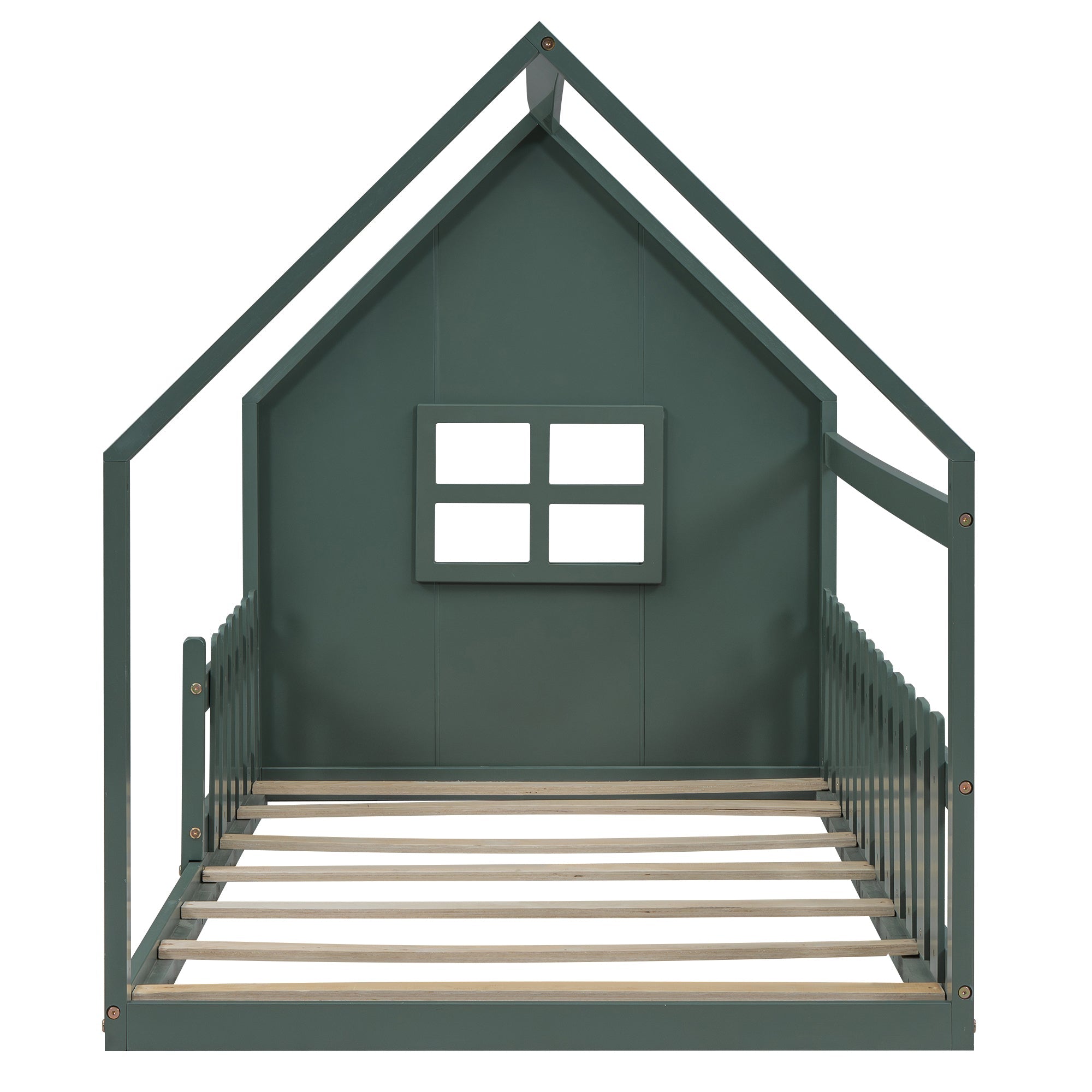 Logidon Groen 90x200 cm plat bed kinderbed huisvorm