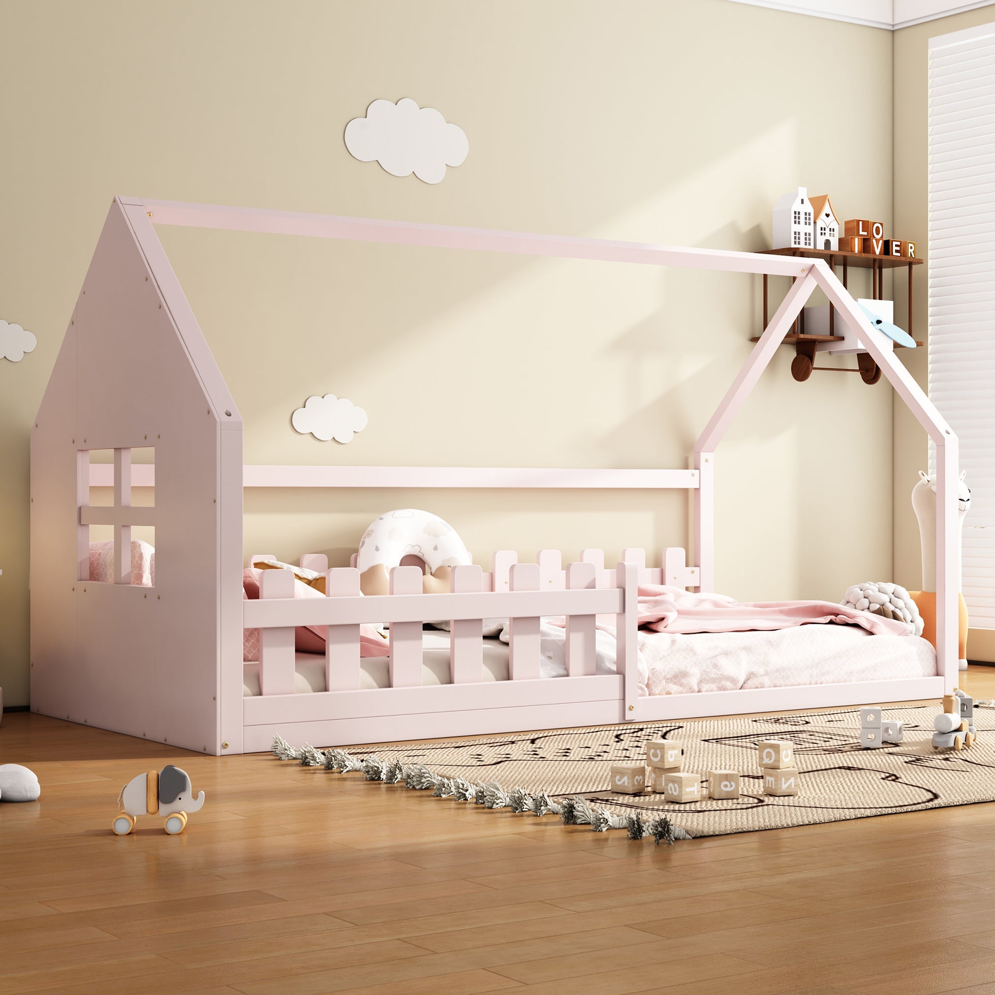 Logidon Huisbed Roze Speelhuis Kinderbed 90x200 Cm