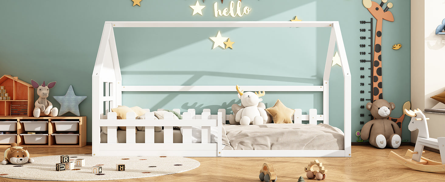 Logidon 90x200 cm flat bed children's bed white house bar