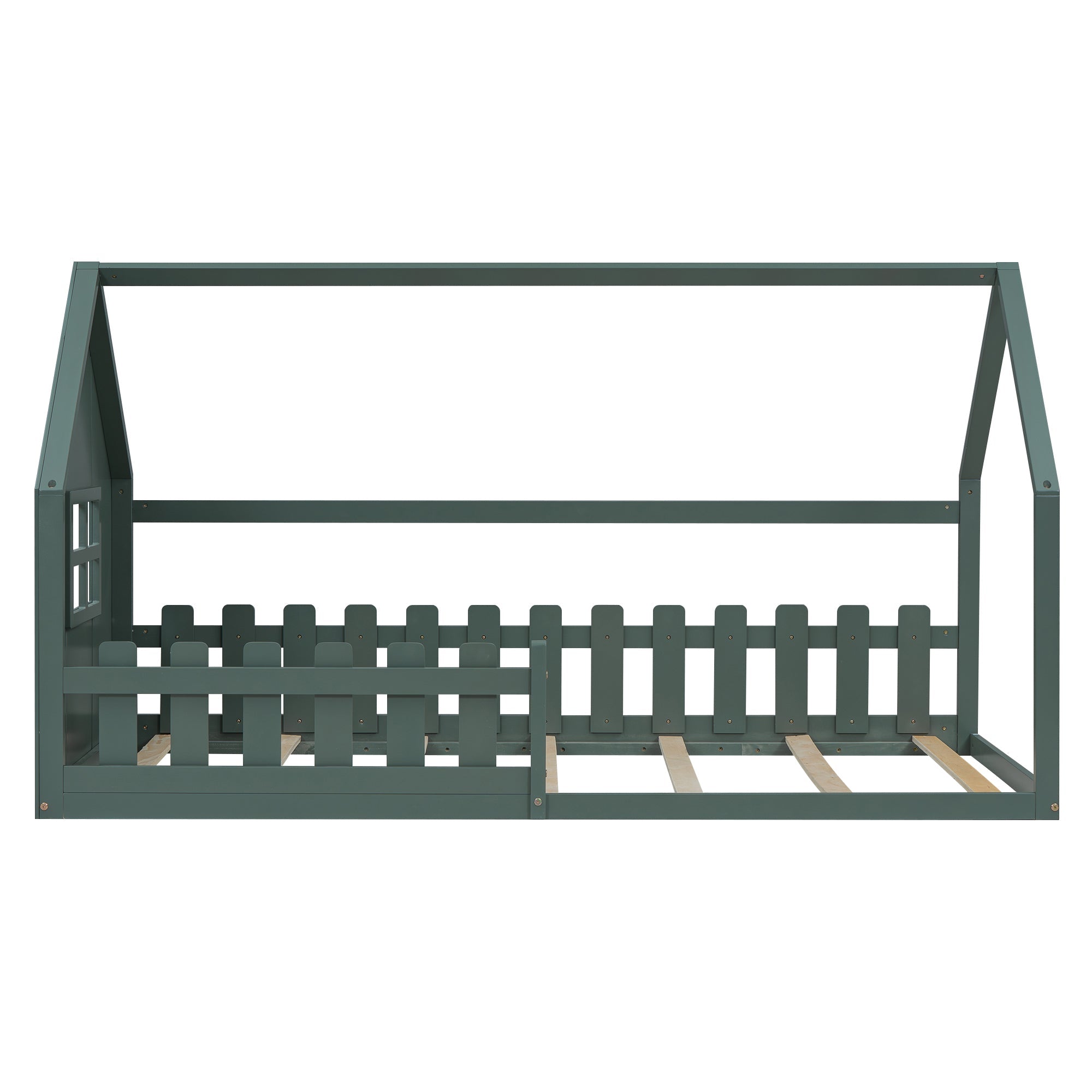 Logidon Groen 90x200 cm plat bed kinderbed huisvorm