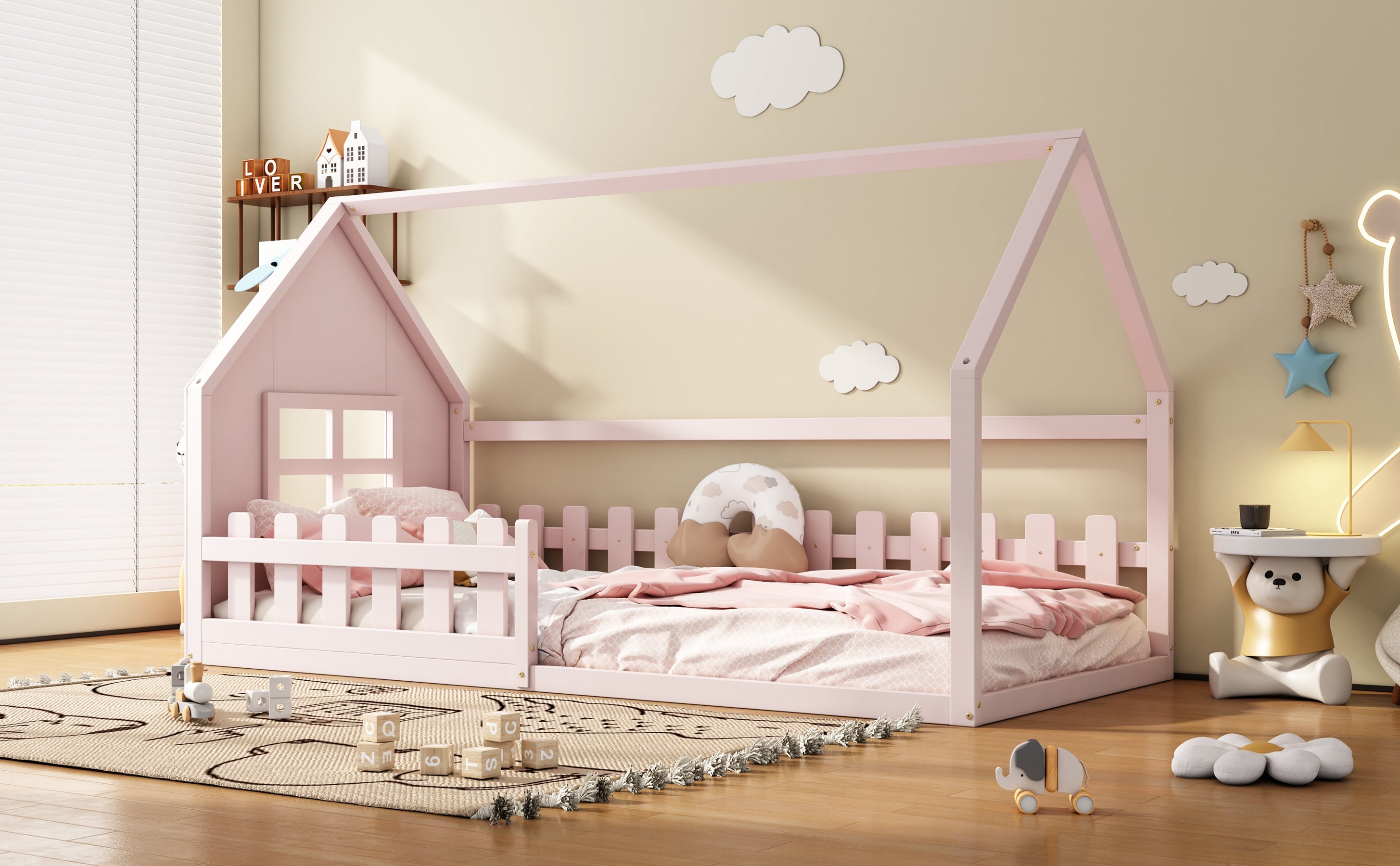 Logidon Huisbed Roze Speelhuis Kinderbed 90x200 Cm