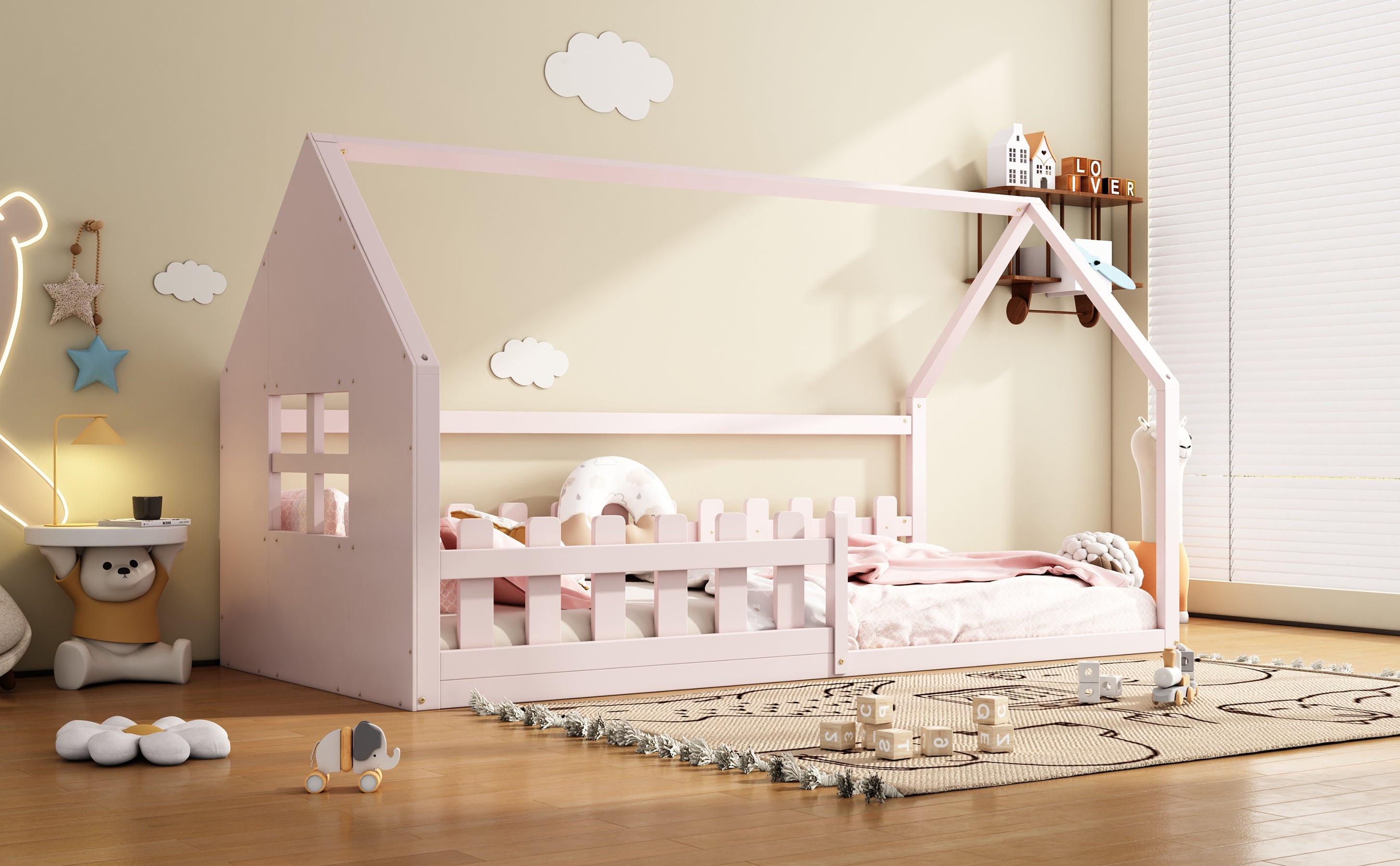 Logidon Huisbed Roze Speelhuis Kinderbed 90x200 Cm