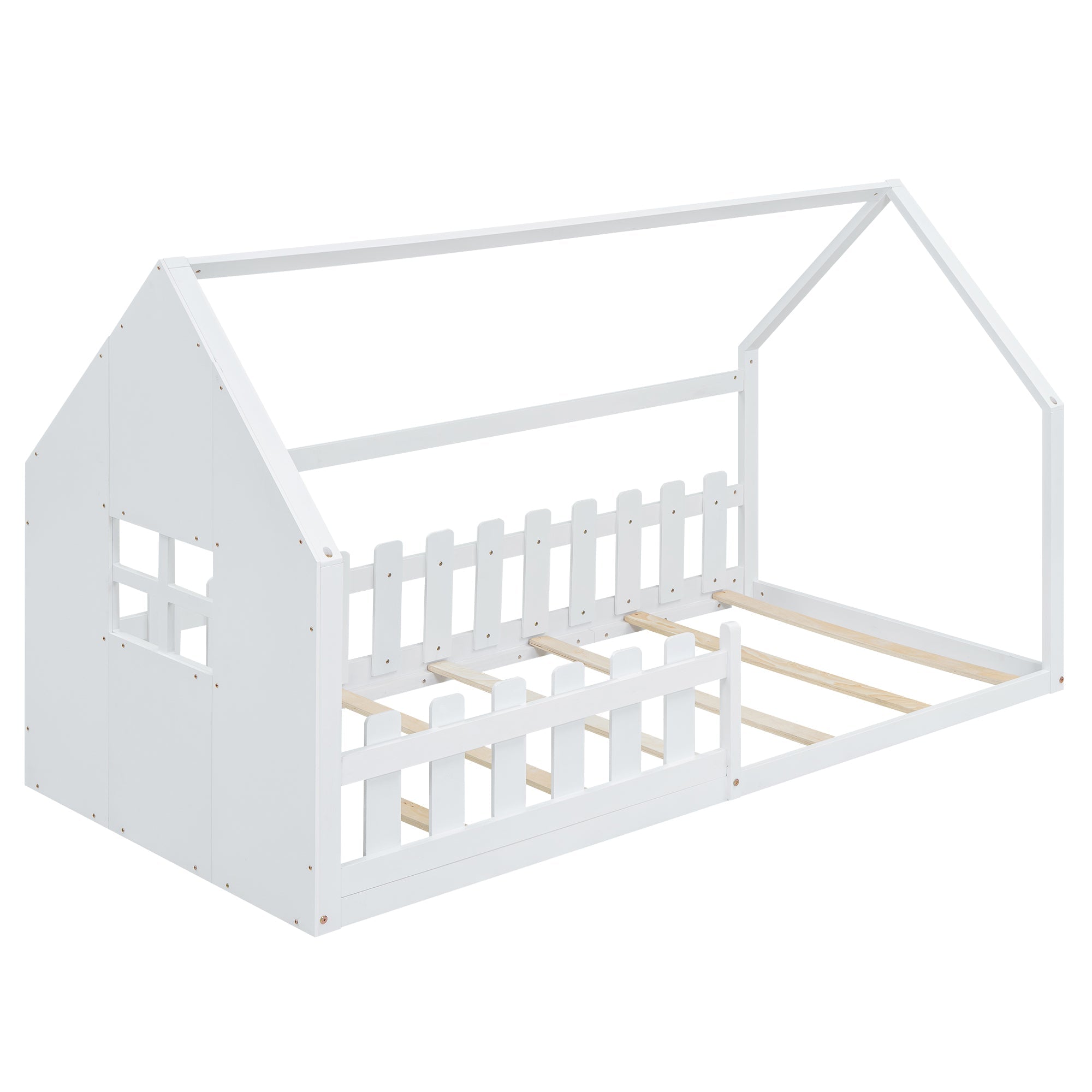 Logidon 90x200 cm flat bed children's bed white house bar