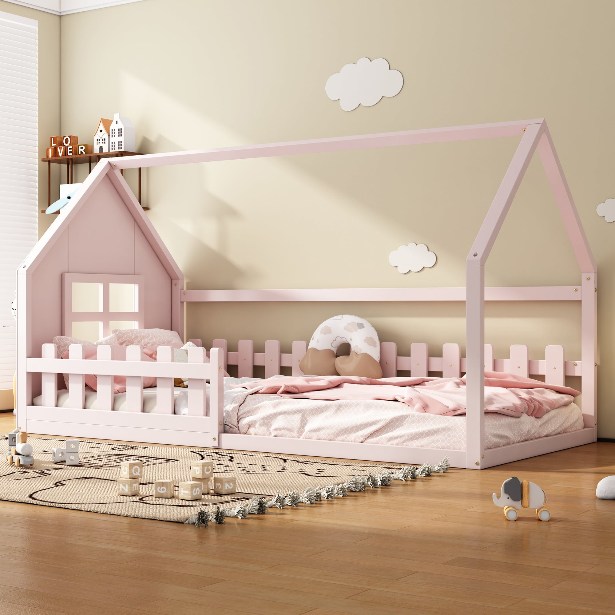 Logidon Huisbed Roze Speelhuis Kinderbed 90x200 Cm