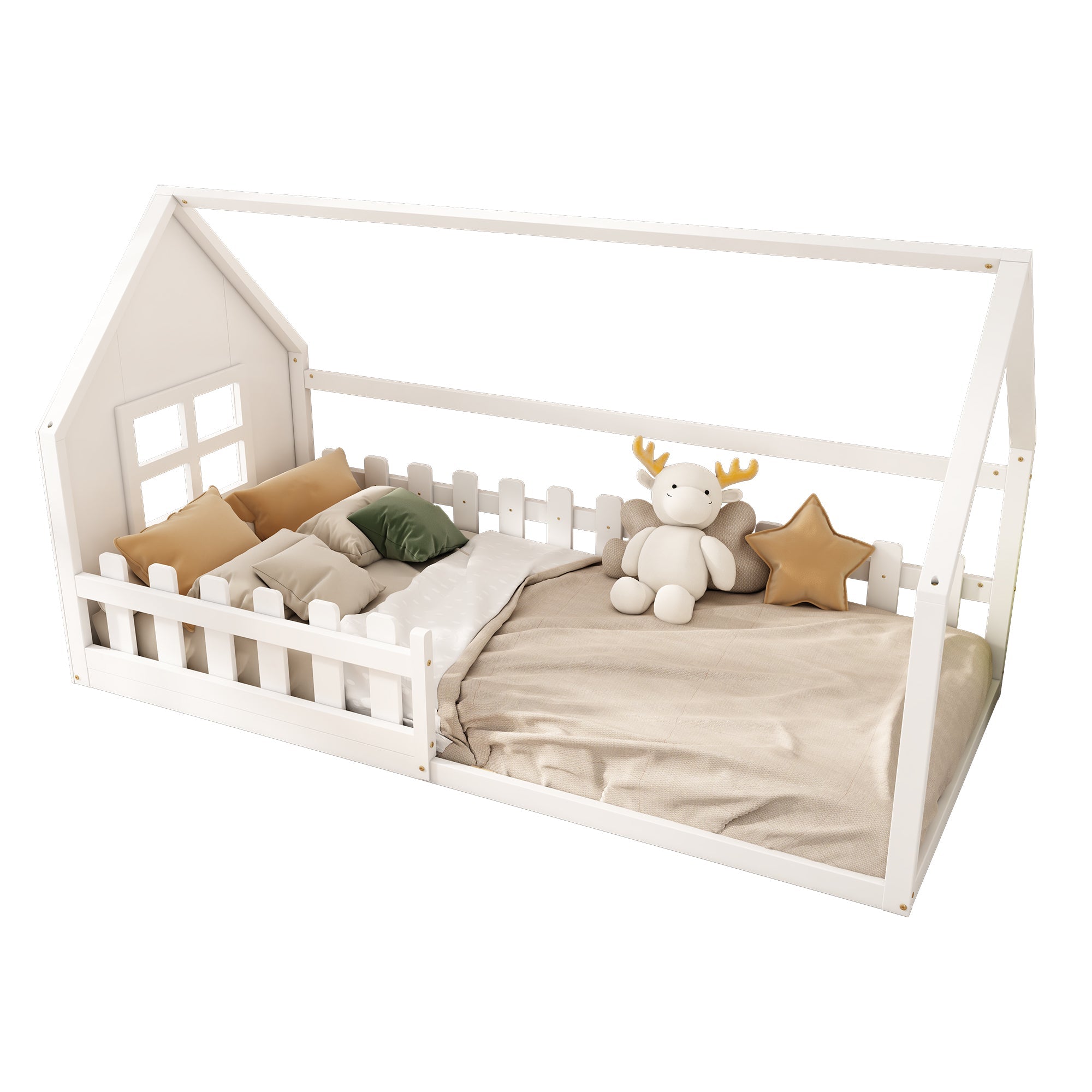 Logidon 90x200 cm plat bed kinderbed witte huisbar