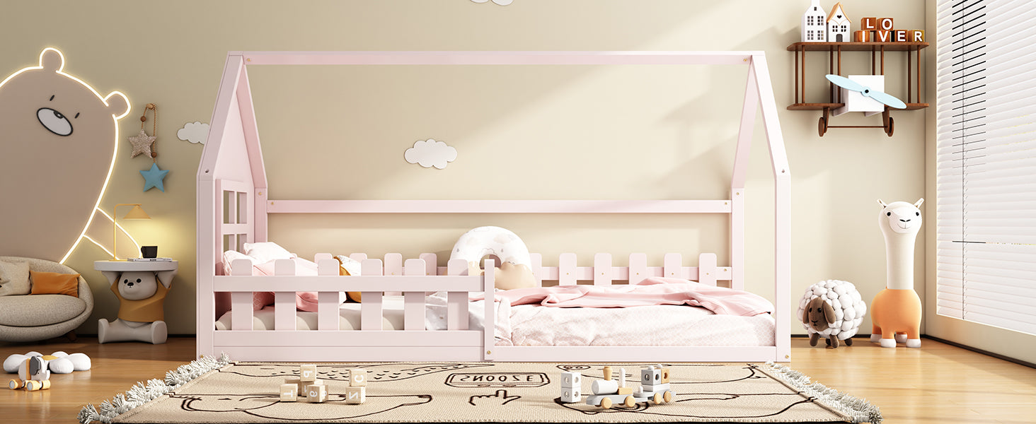 Logidon Huisbed Roze Speelhuis Kinderbed 90x200 Cm