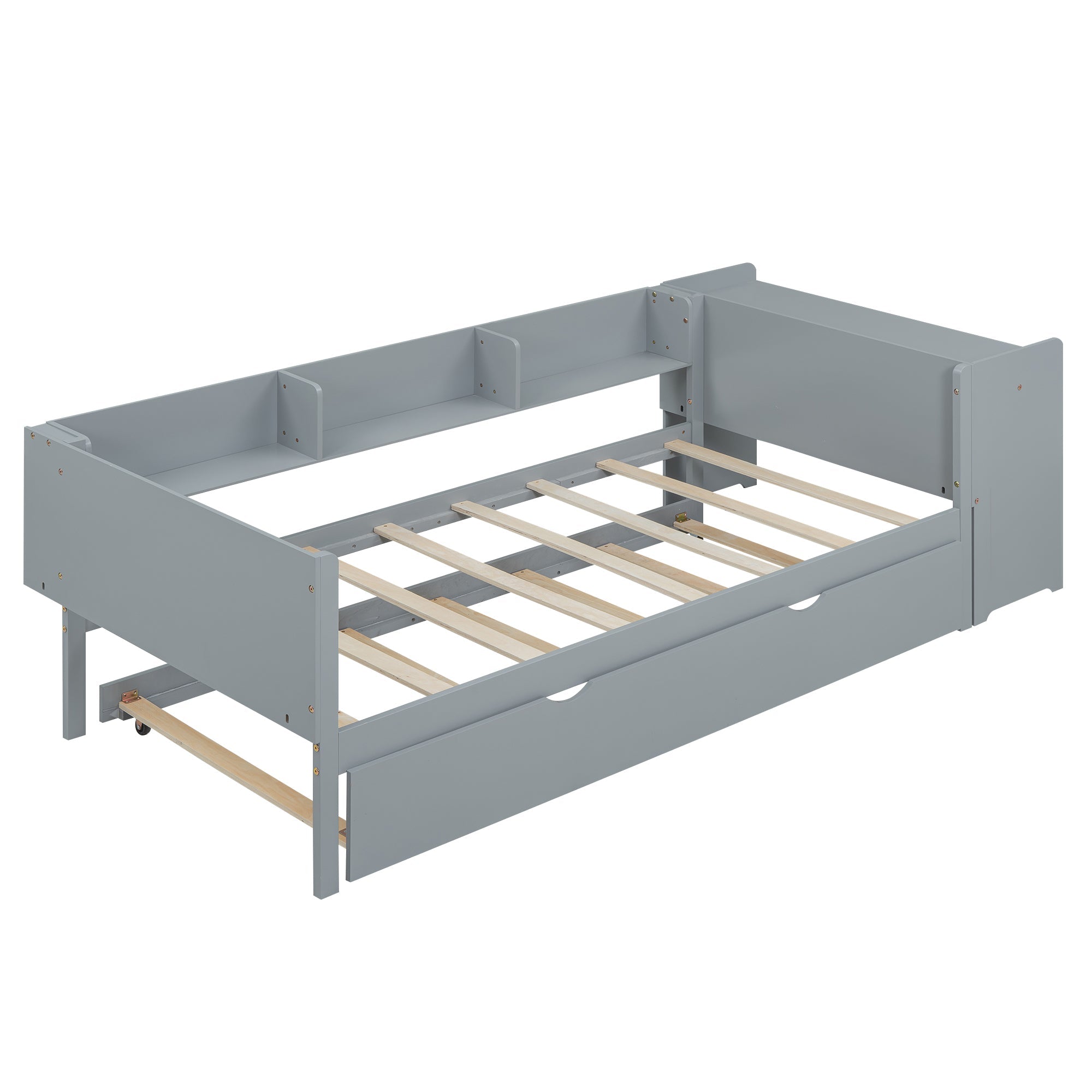 Logidon 90x200 cm bed met uitschuifbaar bed en bureau grijs
