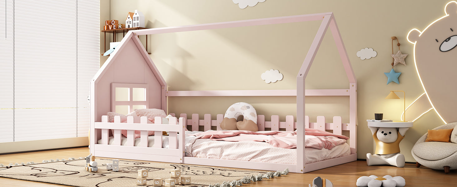 Logidon Huisbed Roze Speelhuis Kinderbed 90x200 Cm