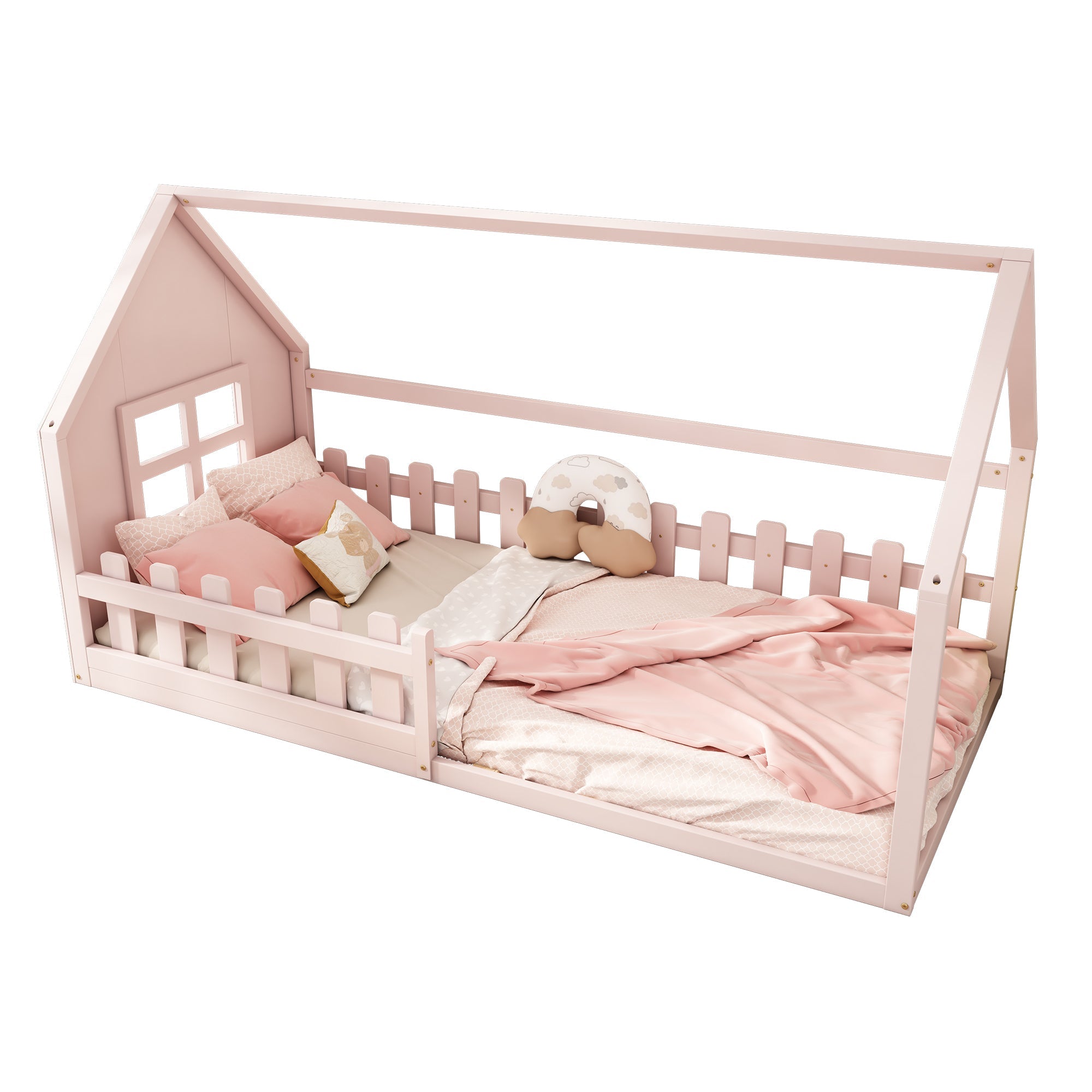 Logidon Huisbed Roze Speelhuis Kinderbed 90x200 Cm