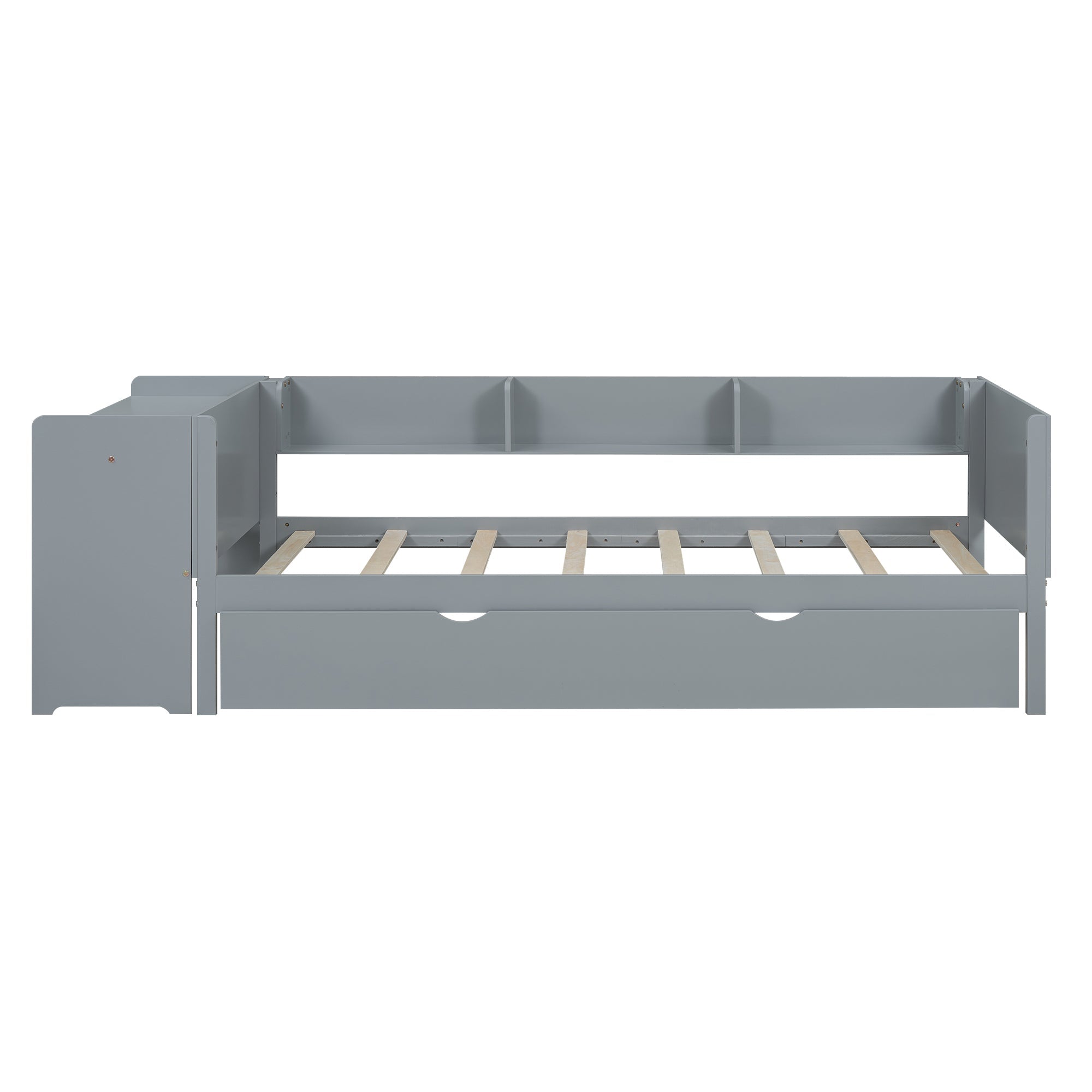 Logidon 90x200 cm bed met uitschuifbaar bed en bureau grijs