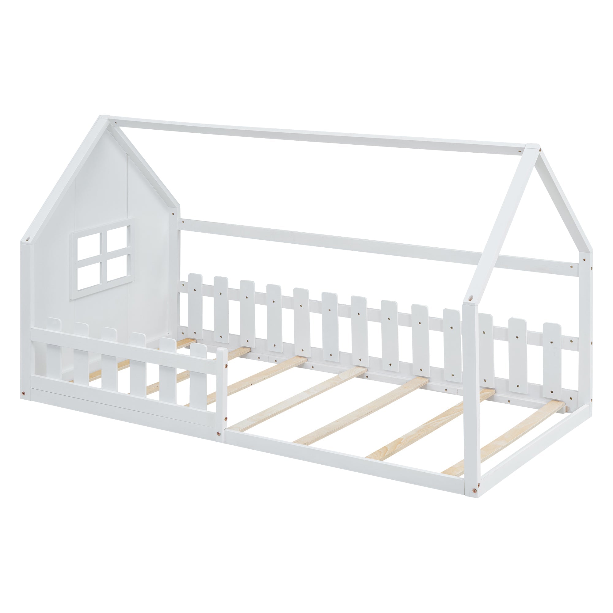 Logidon 90x200 cm flat bed children's bed white house bar