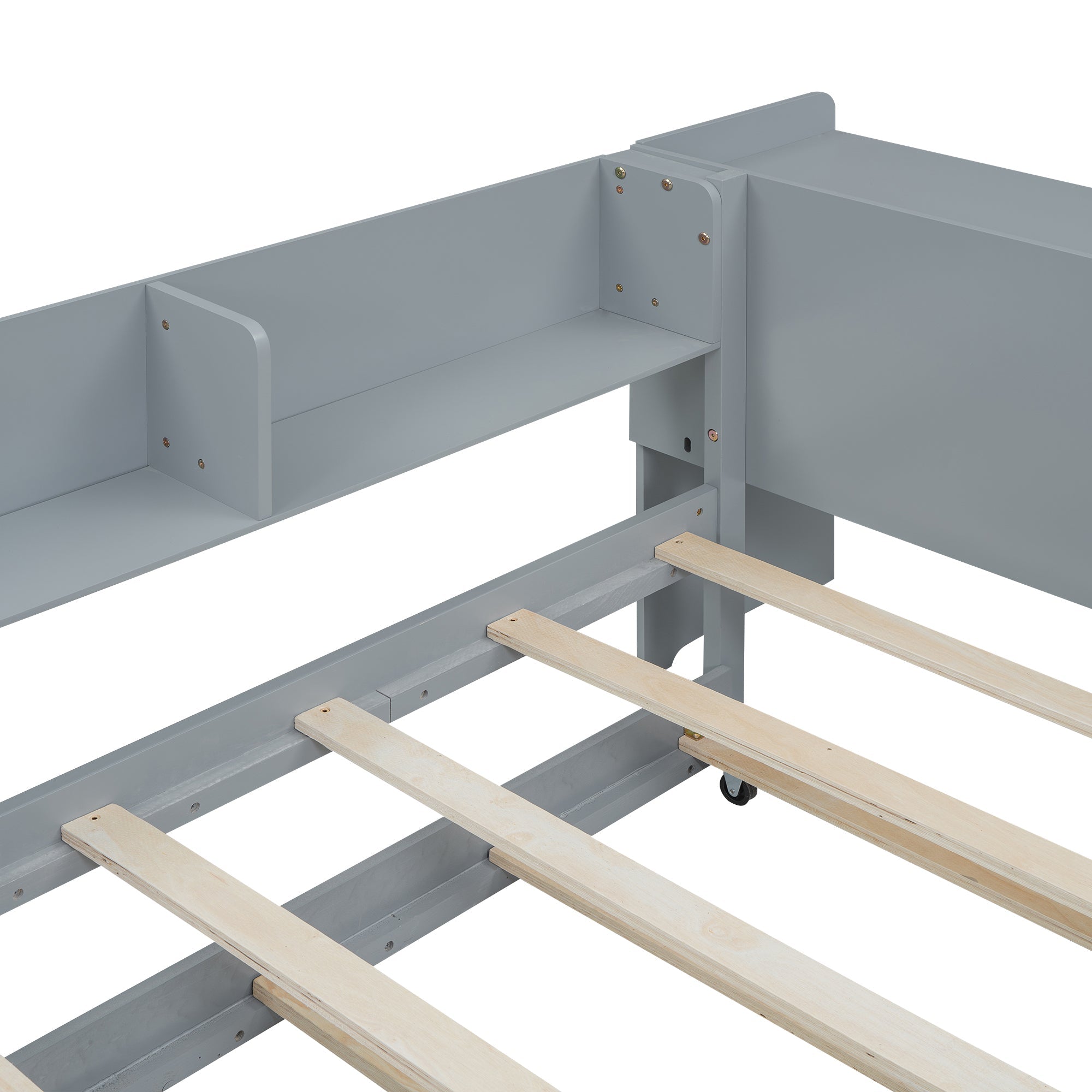 Logidon 90x200 cm bed met uitschuifbaar bed en bureau grijs