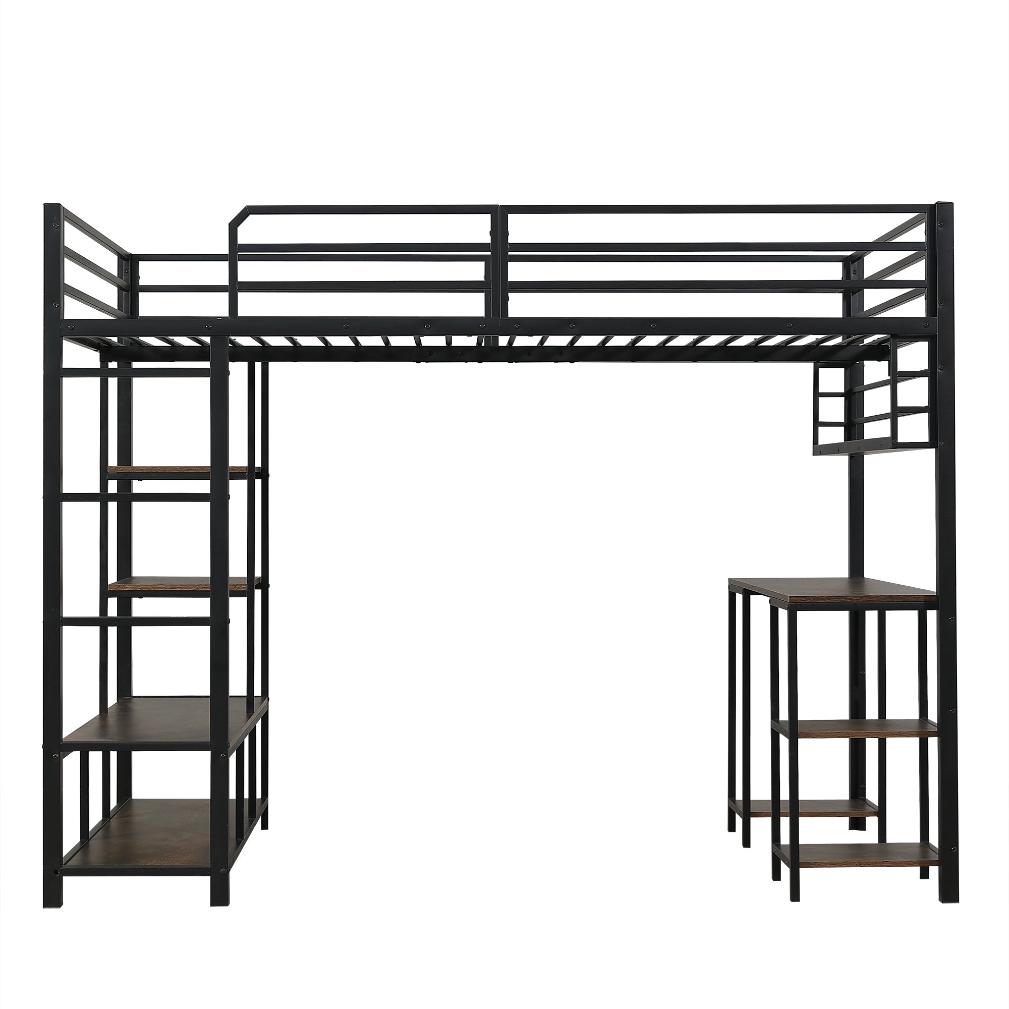 Logidon hoogslaper 120x200 cm metaal zwart met bureau en plank
