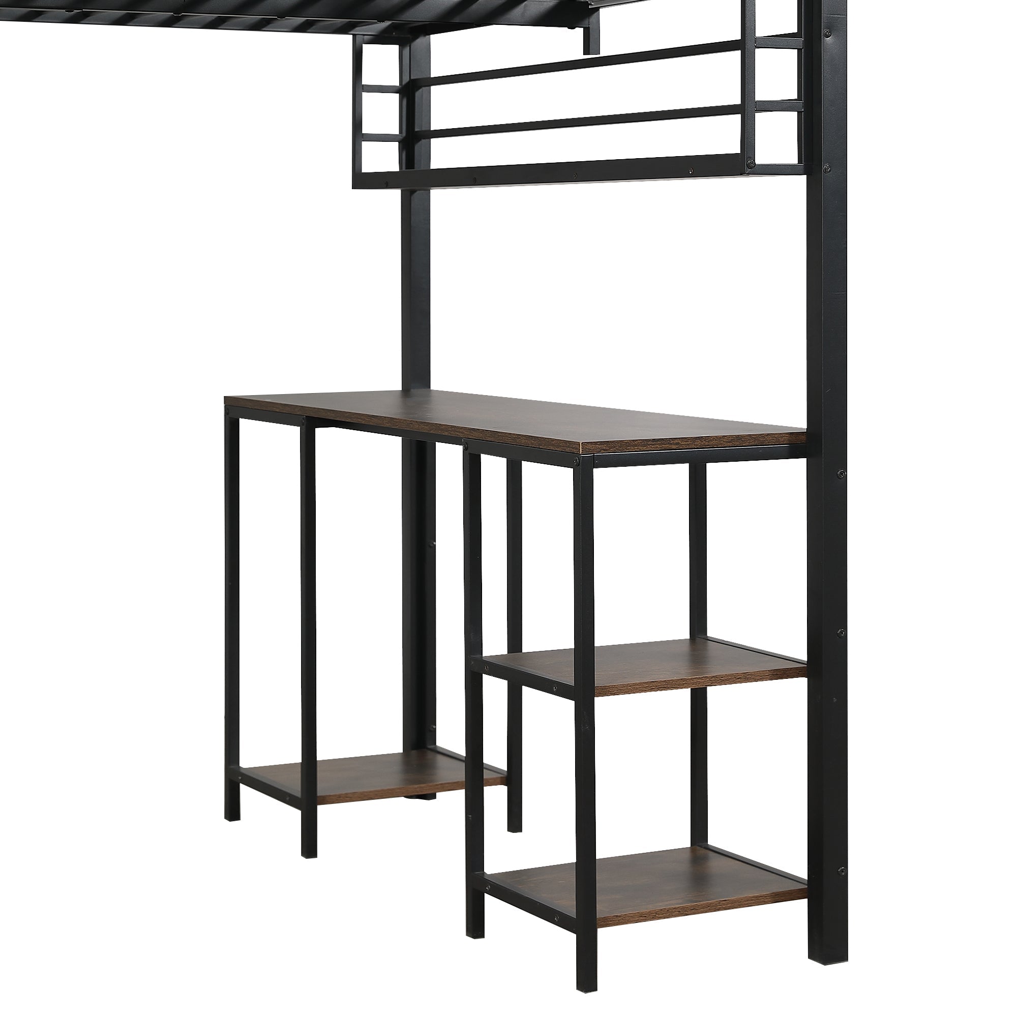 Logidon hoogslaper 120x200 cm metaal zwart met bureau en plank