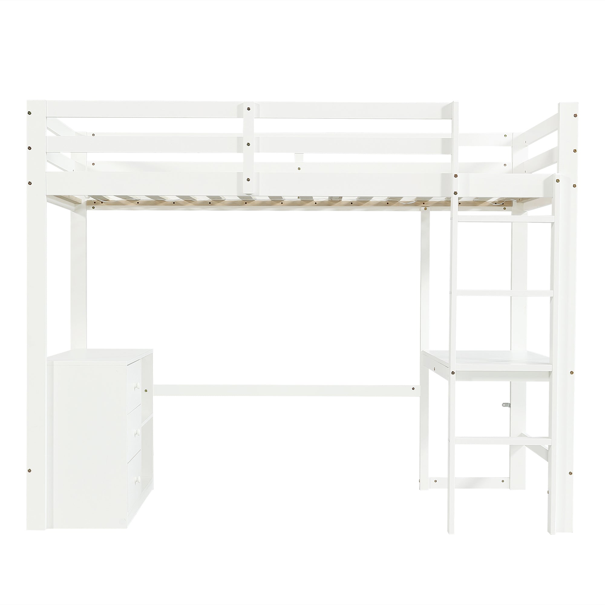 Logidon hoogslaper 90x200cm wit met bureau en opbergruimte