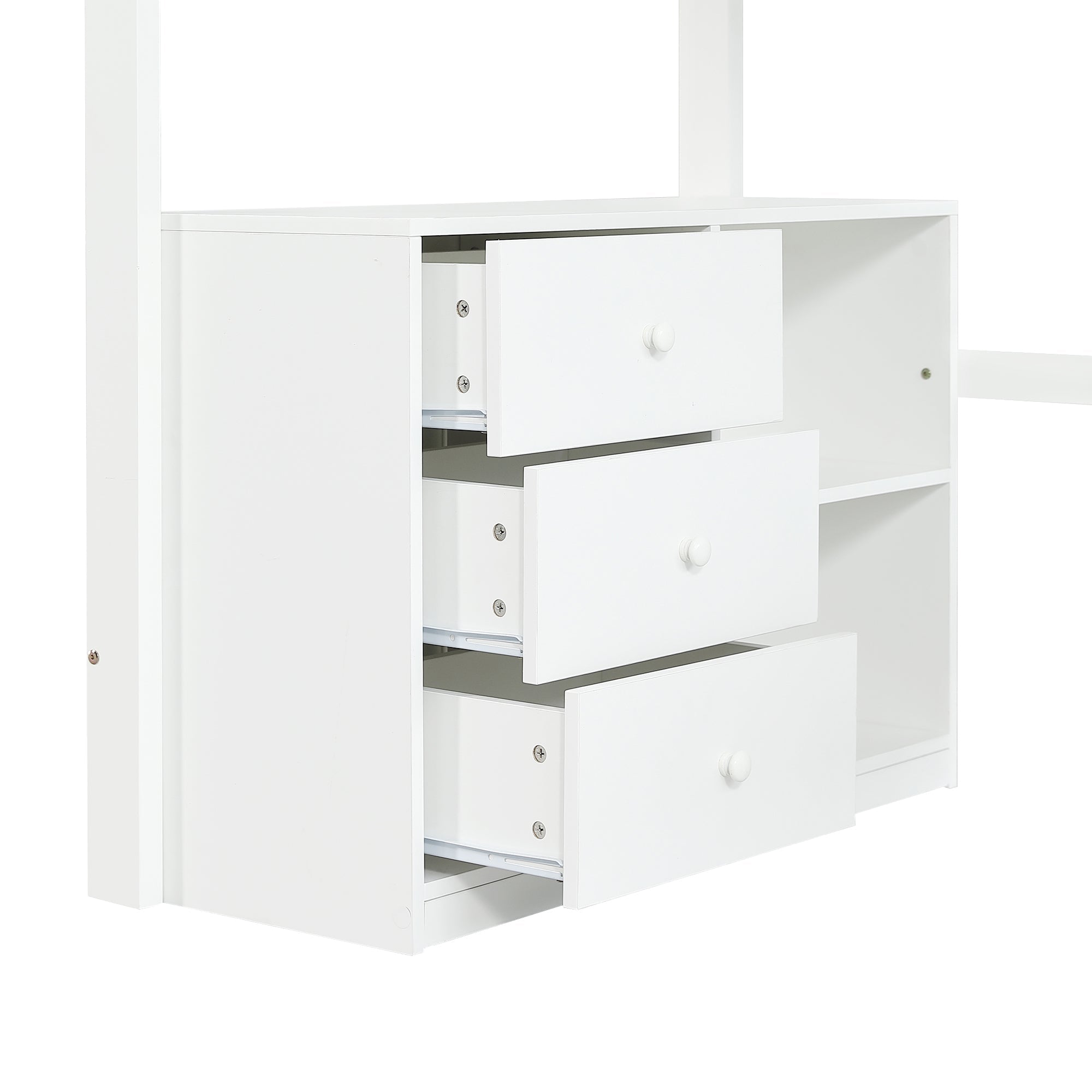 Logidon hoogslaper 90x200cm wit met bureau en opbergruimte