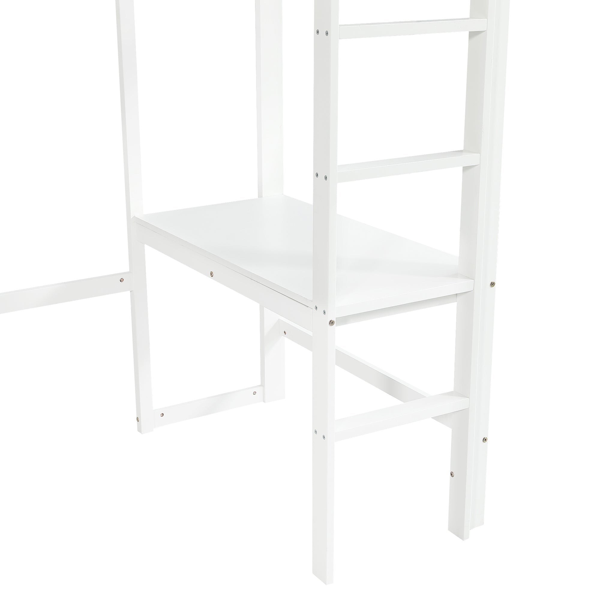 Logidon hoogslaper 90x200cm wit met bureau en opbergruimte