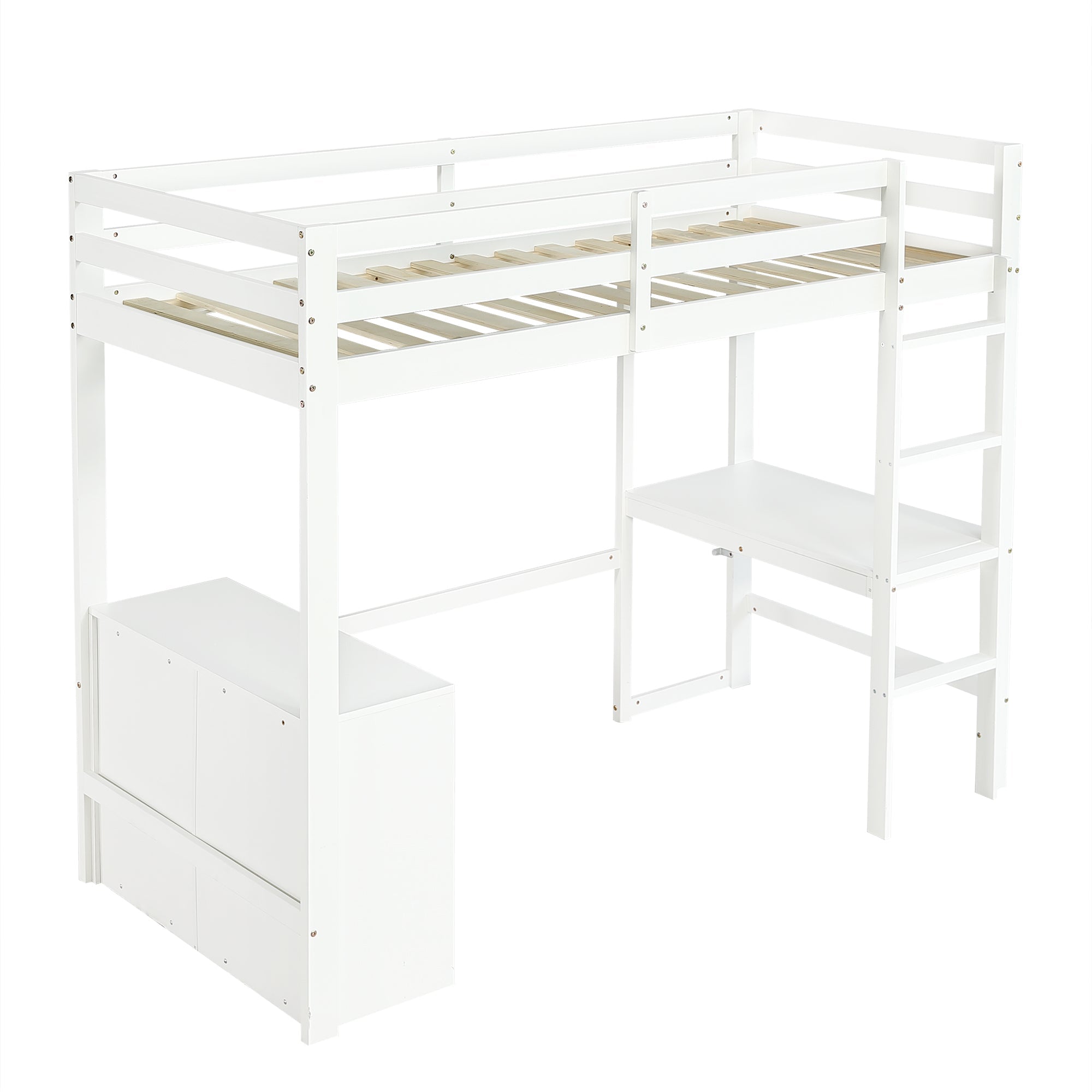 Logidon hoogslaper 90x200cm wit met bureau en opbergruimte