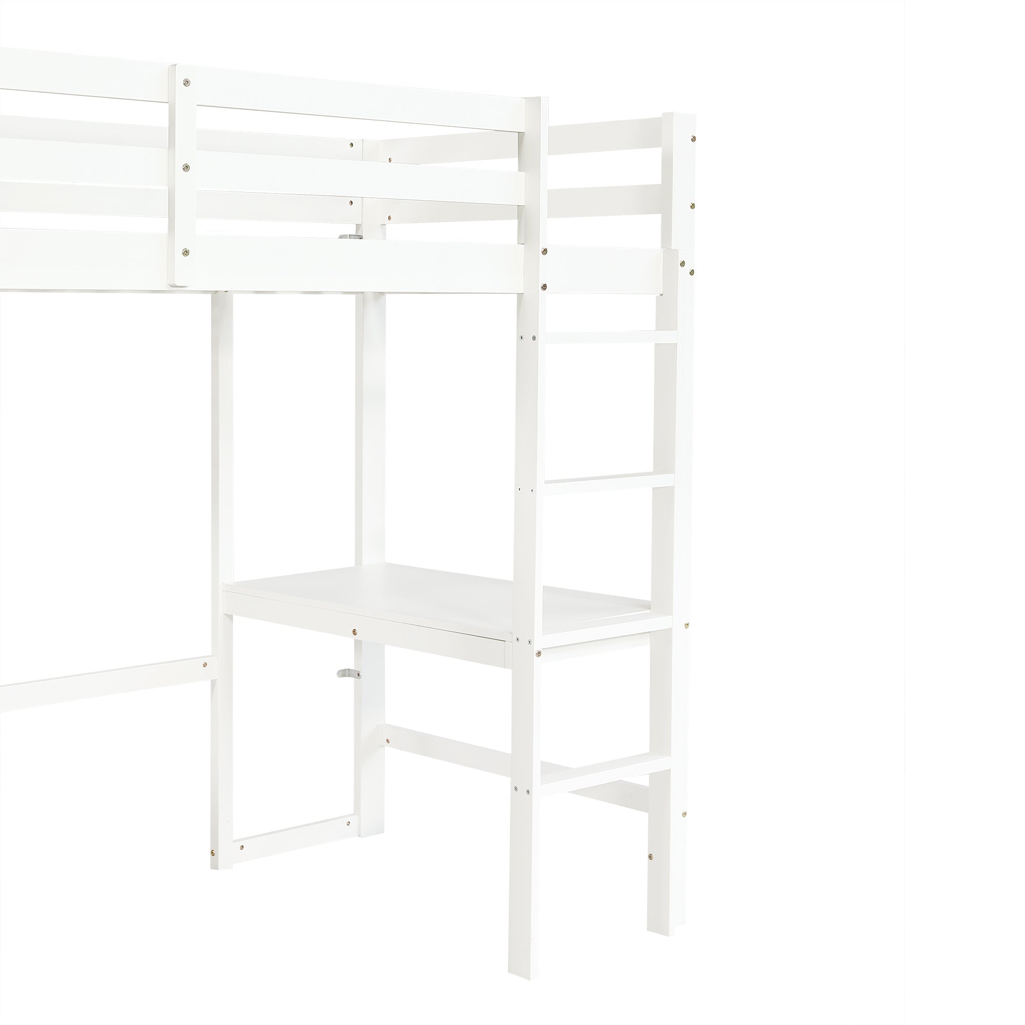 Logidon hoogslaper 90x200cm wit met bureau en opbergruimte