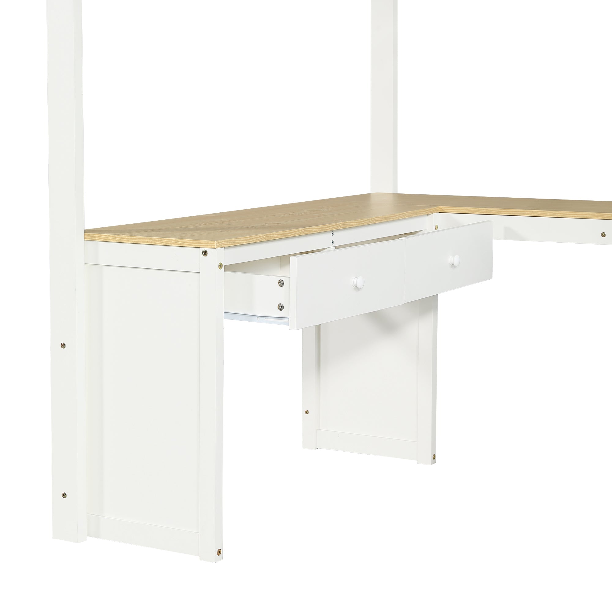 Logidon hoogslaper 140x200 cm wit naturel U-vormige lange tafel 2 lades