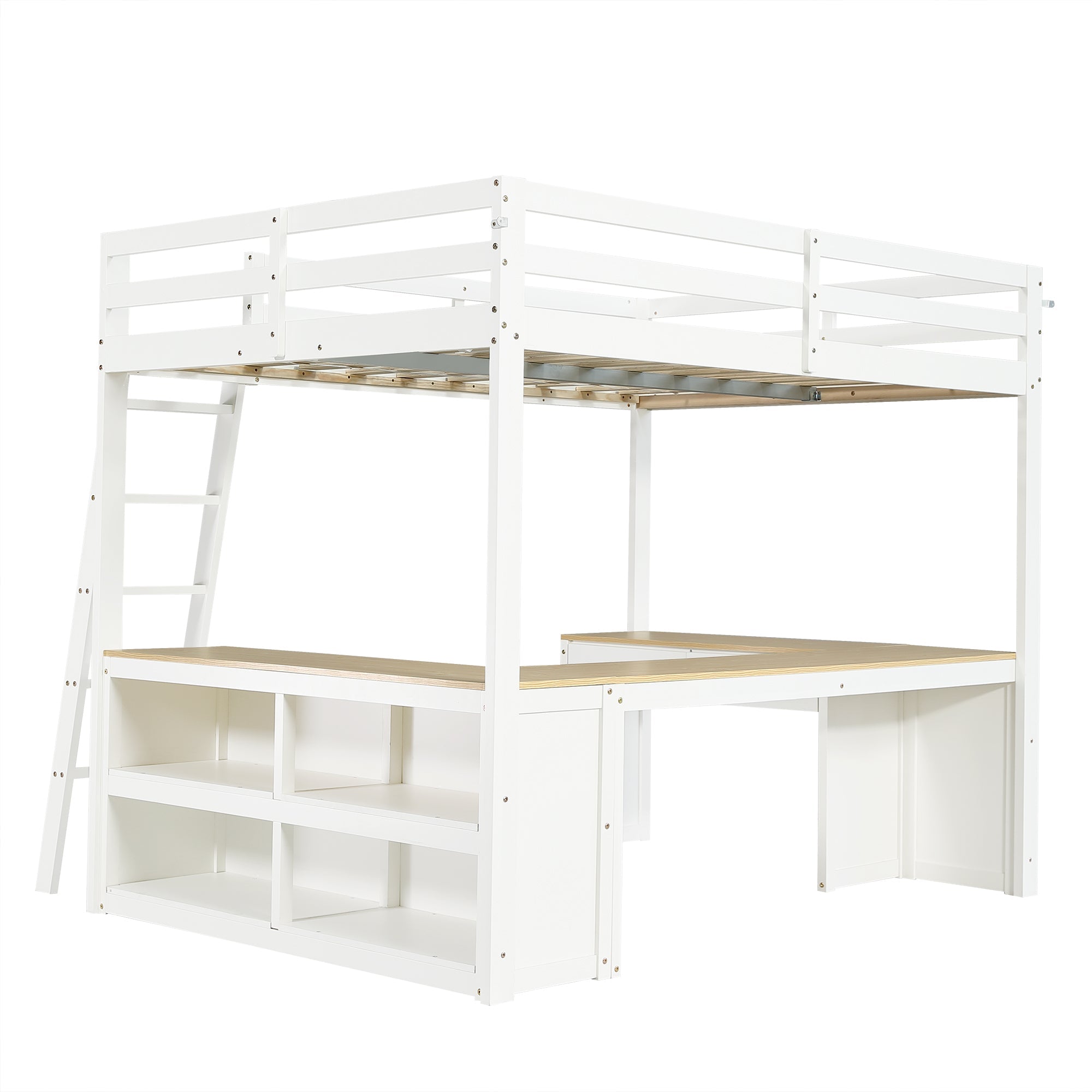 Logidon hoogslaper 140x200 cm wit naturel U-vormige lange tafel 2 lades