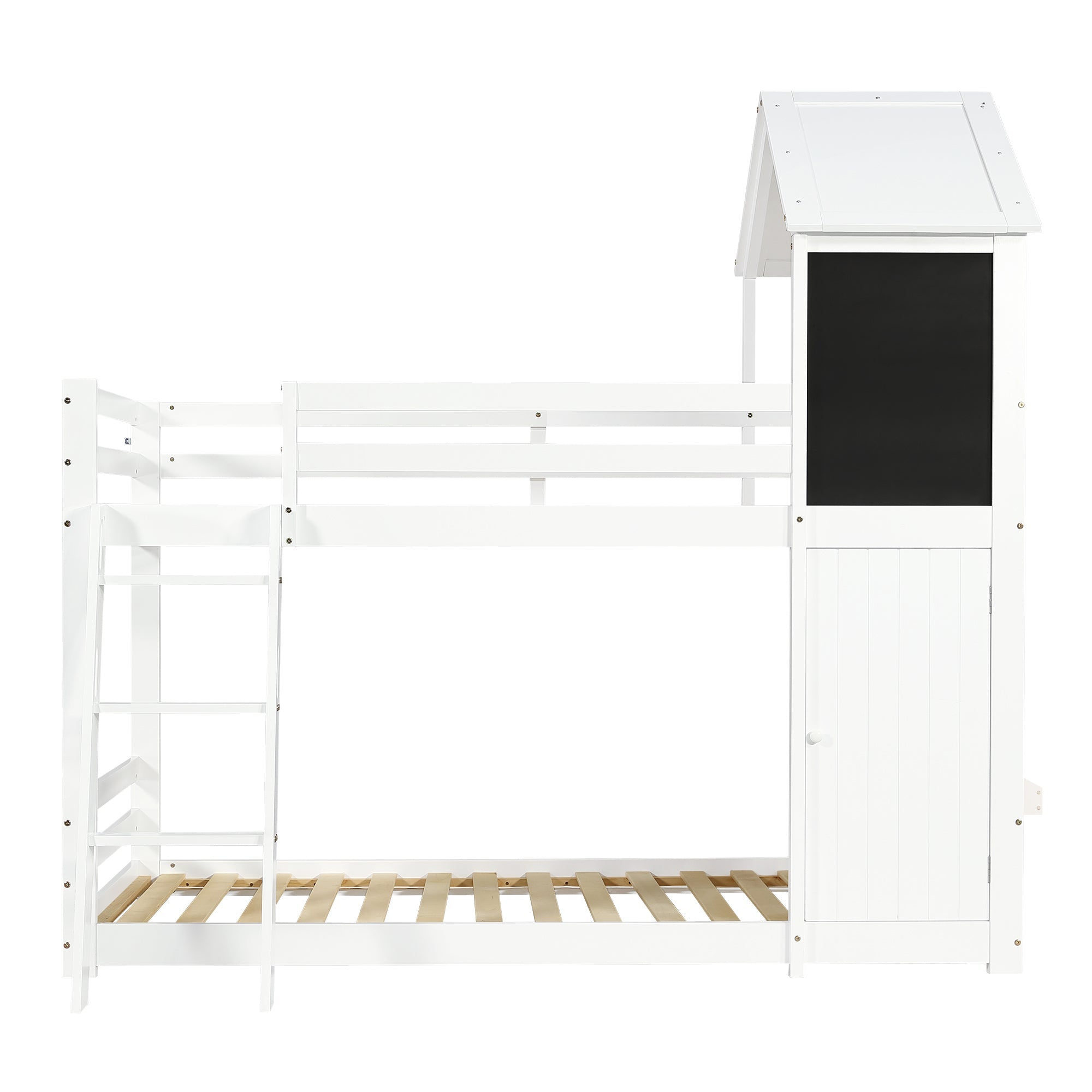Logidon stapelbed wit 90x200 met deurpaneeldak en ladder