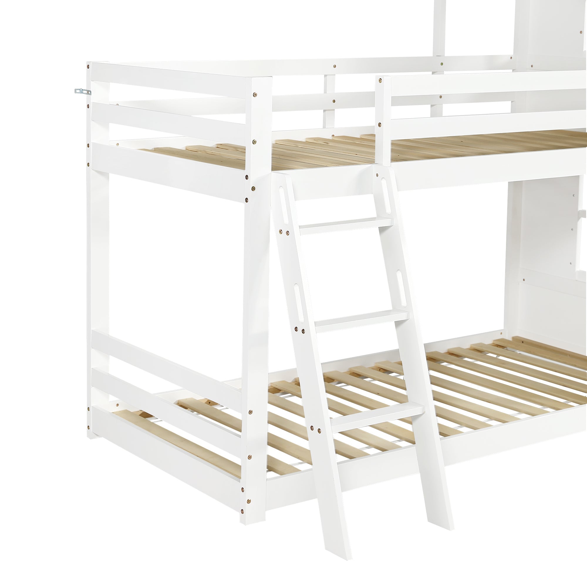 Logidon stapelbed wit 90x200 met deurpaneeldak en ladder