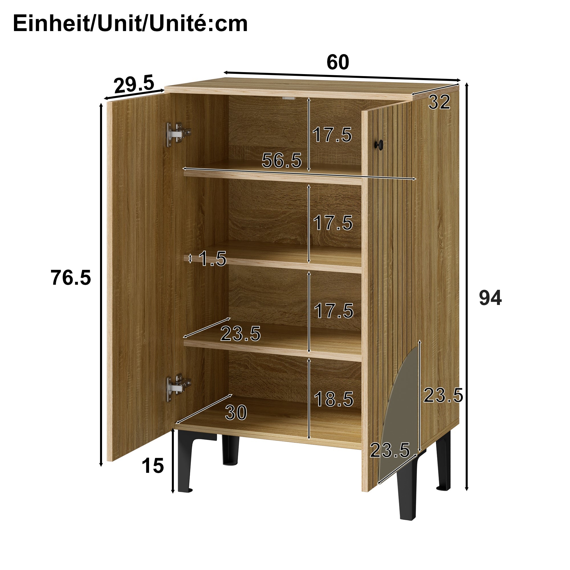 Logidon moderne schoenenkast van natuurlijk hout, ruimtebesparende organizer