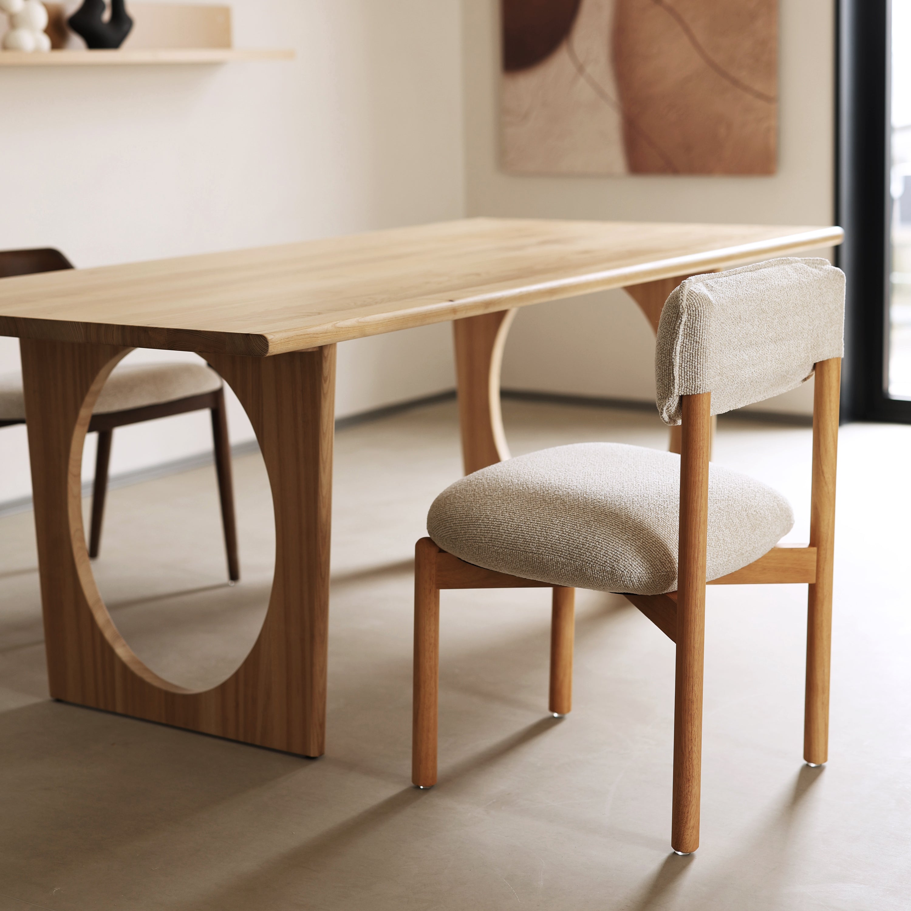 Logidon Frank Houten Stoel Beige Gewatteerd - Minimalistisch Design