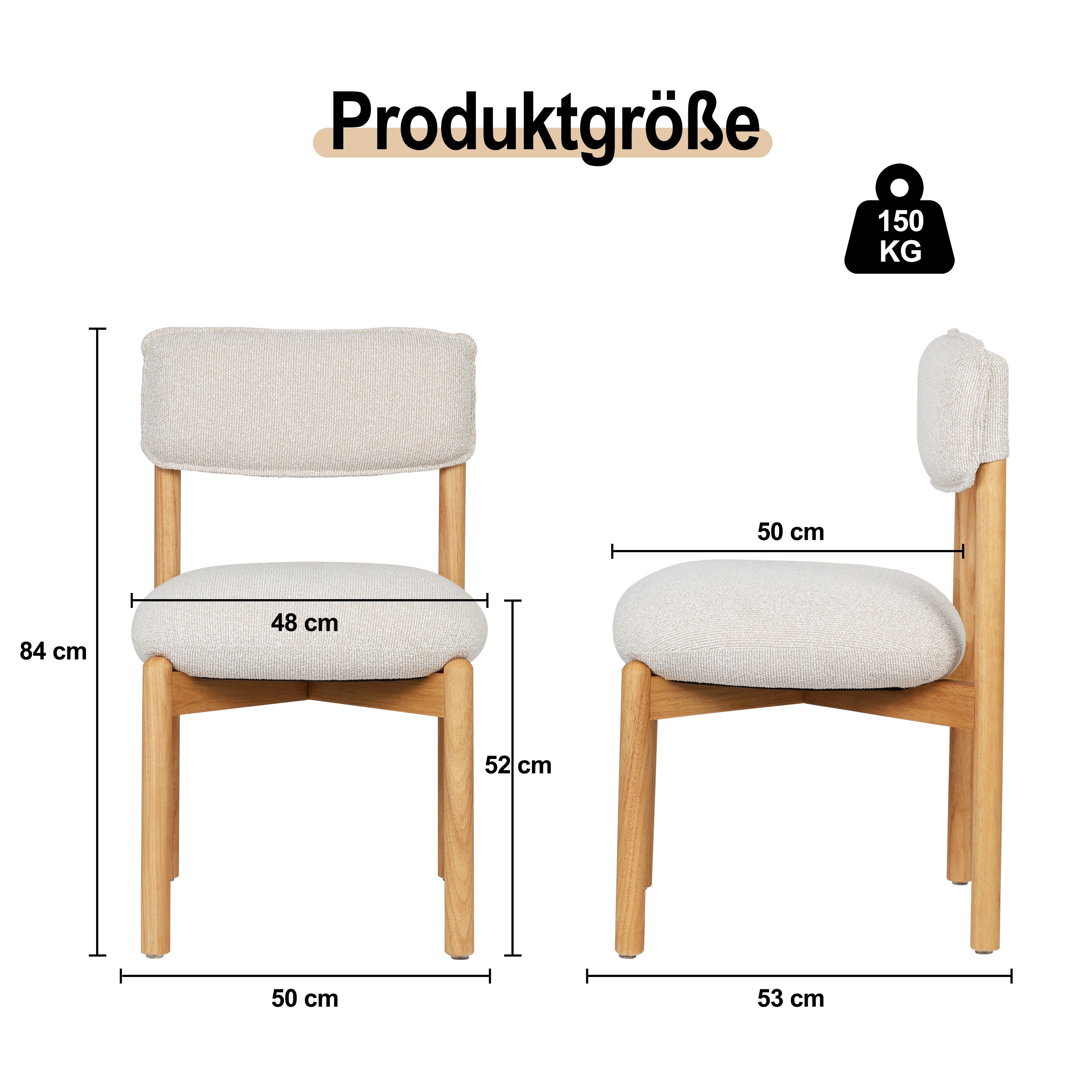 Logidon Frank Houten Stoel Beige Gewatteerd - Minimalistisch Design