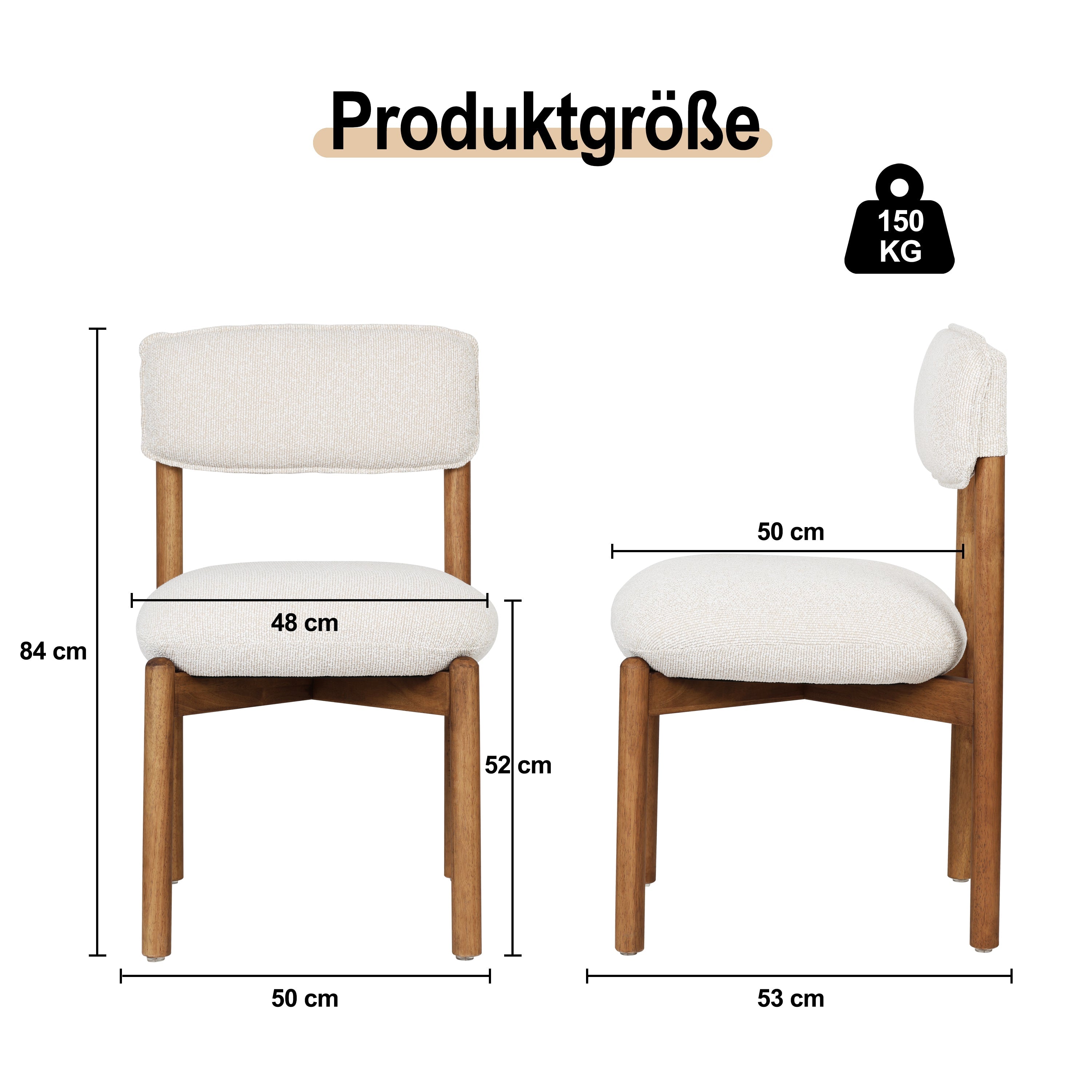 Logidon Frank houten stoel walnoot beige met gecapitonneerde zitting