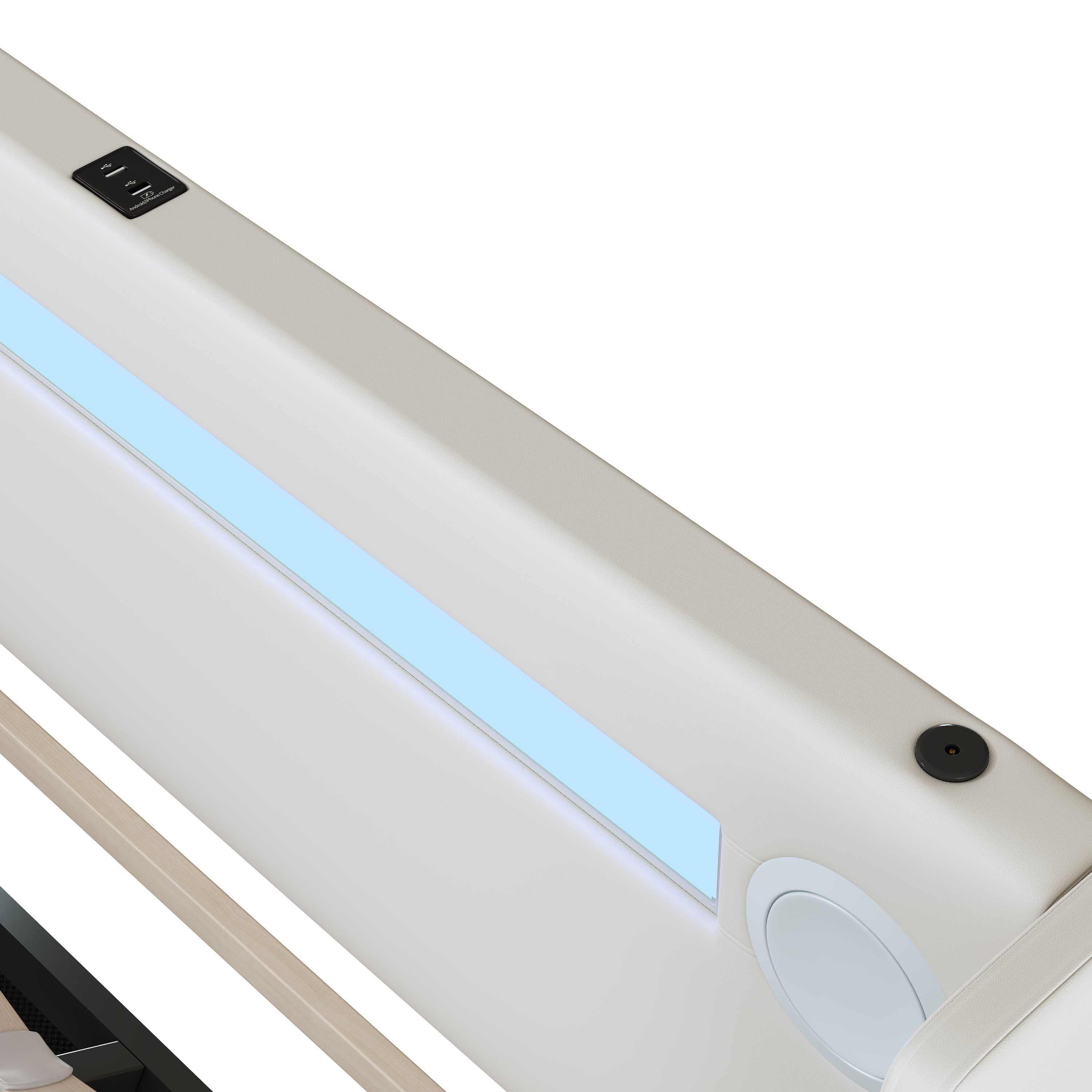 Logidon gestoffeerd bed 160x200 wit met LED lichtstrip Bluetooth USB