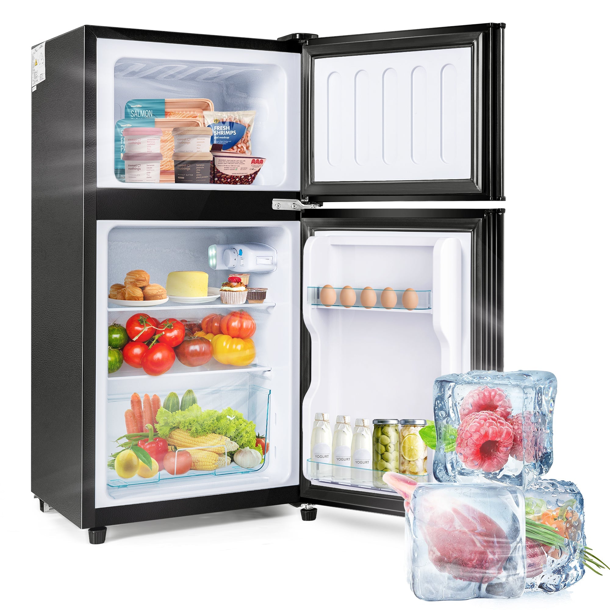 Logidon koel-vriescombinatie dubbele deur 86,8 cm hoog premium zwart
